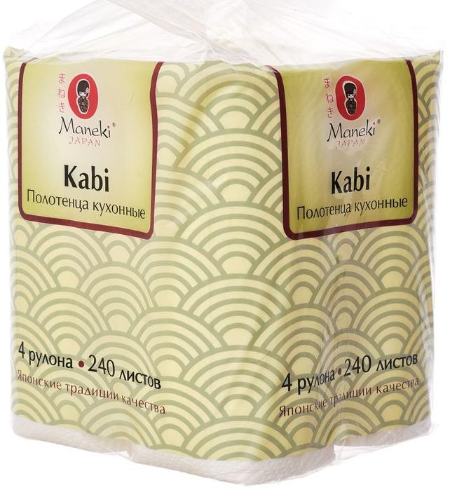 Maneki Kabi Полотенца кухонные бумажные двухслойные 220*240 мм 60 листов 4 рулона
