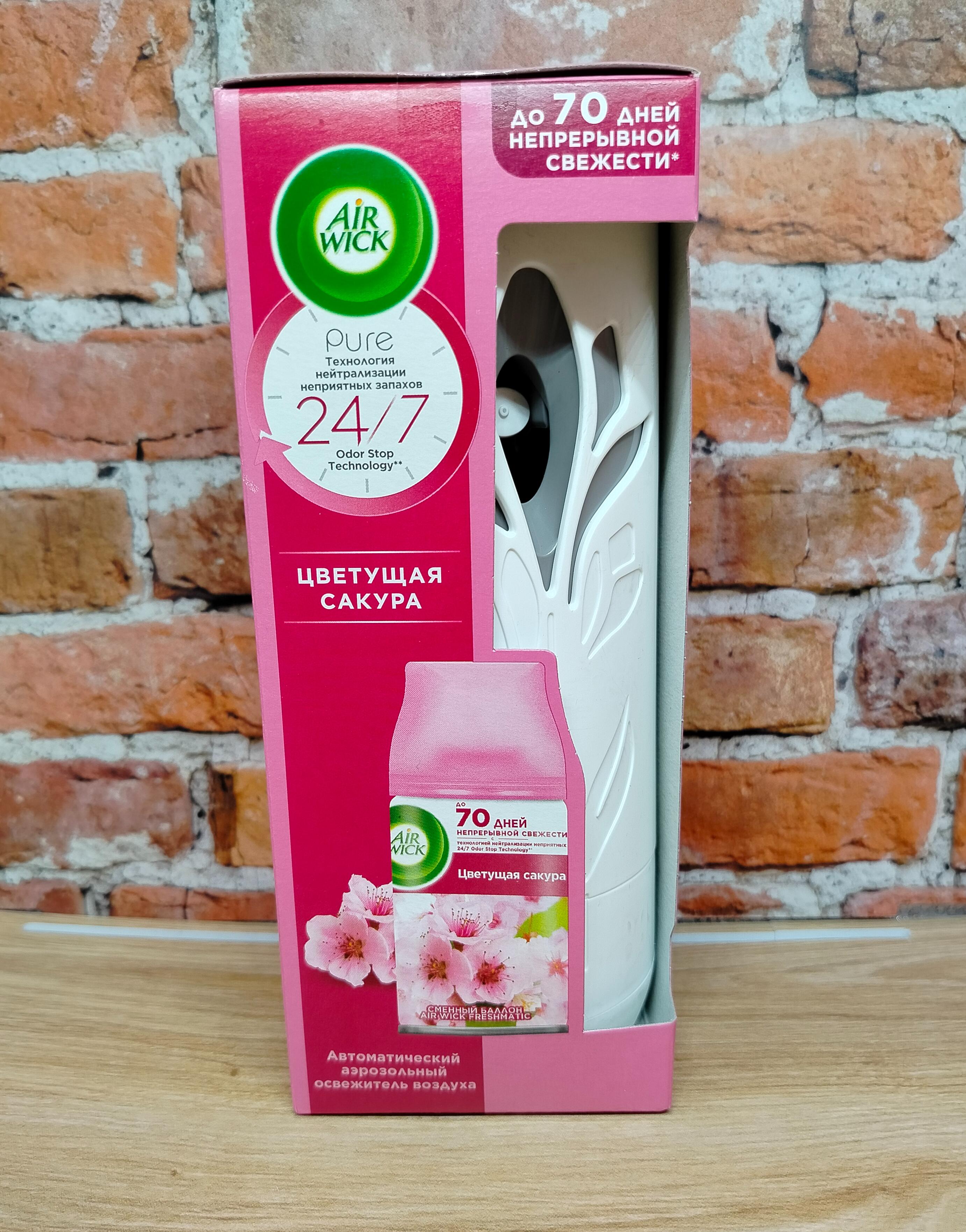 Air Wick Freshmatic Pure Автоматический аэрозольный освежитель воздуха сухого распыления Цветущая Сакура 250 мл