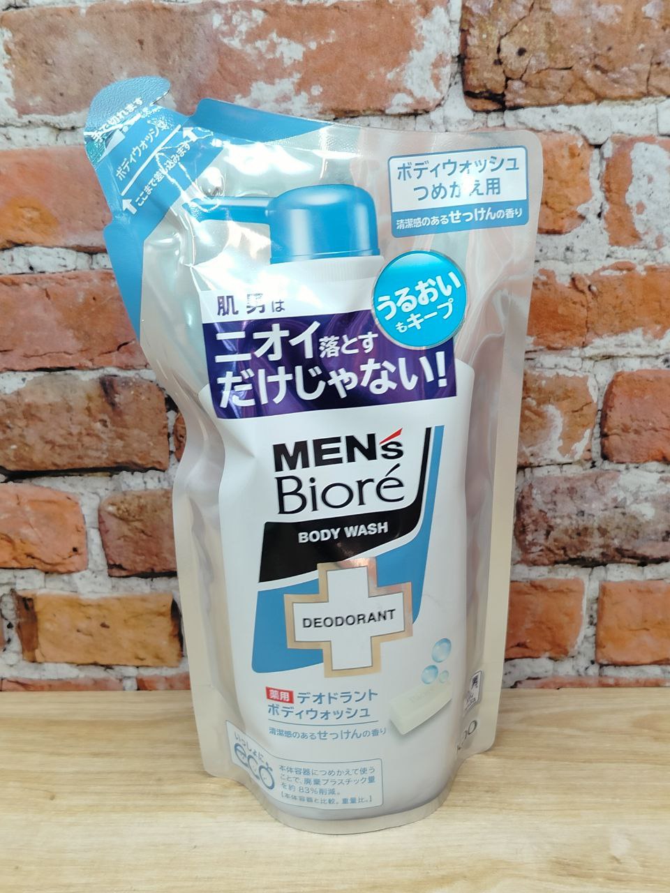 Kao Men's Biore Мыло для тела пенящееся мужское с противовоспалительным и дезодорирующим эффектом с ароматом мыла 380 мл запасной блок