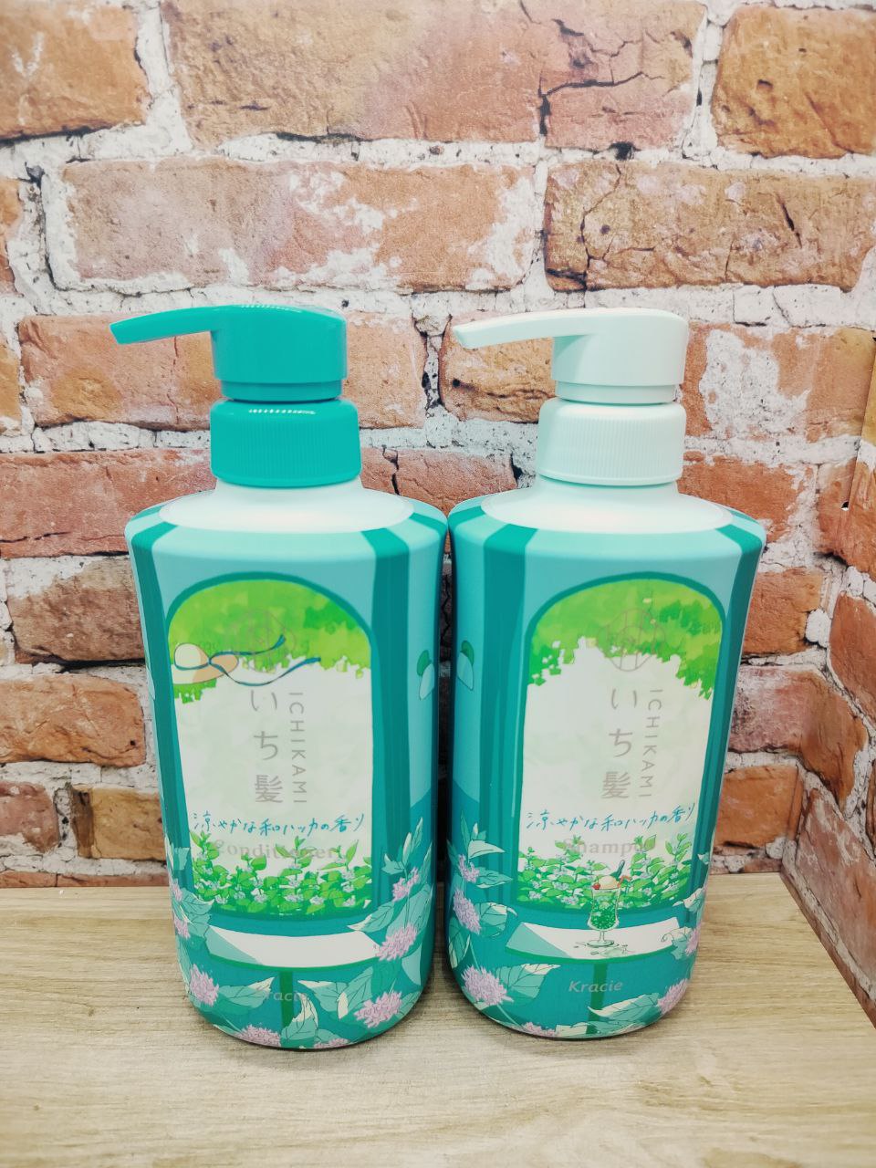 Kracie Ichikami Набор Japanese Mint Set: Шампунь 480 мл + кондиционер 480 гр для ухода, увлажнения и придания мягкости волосам Японская мята