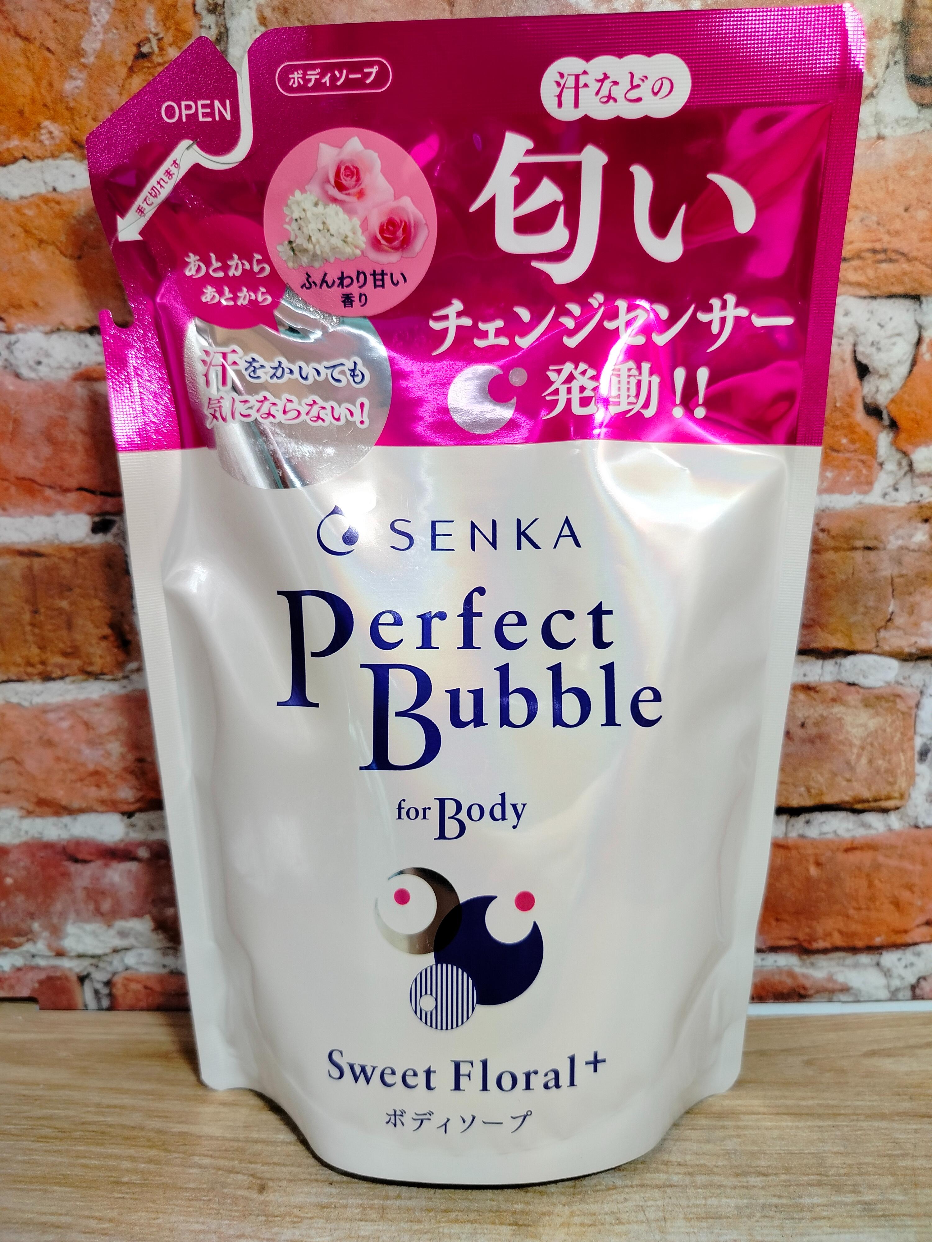 Fine Today Senka Perfect Bubble Дезодорирующий гель для душа с эффектом увлажнения с гиалуроновой кислотой со сладким цветочным ароматом 350 мл запасной блок