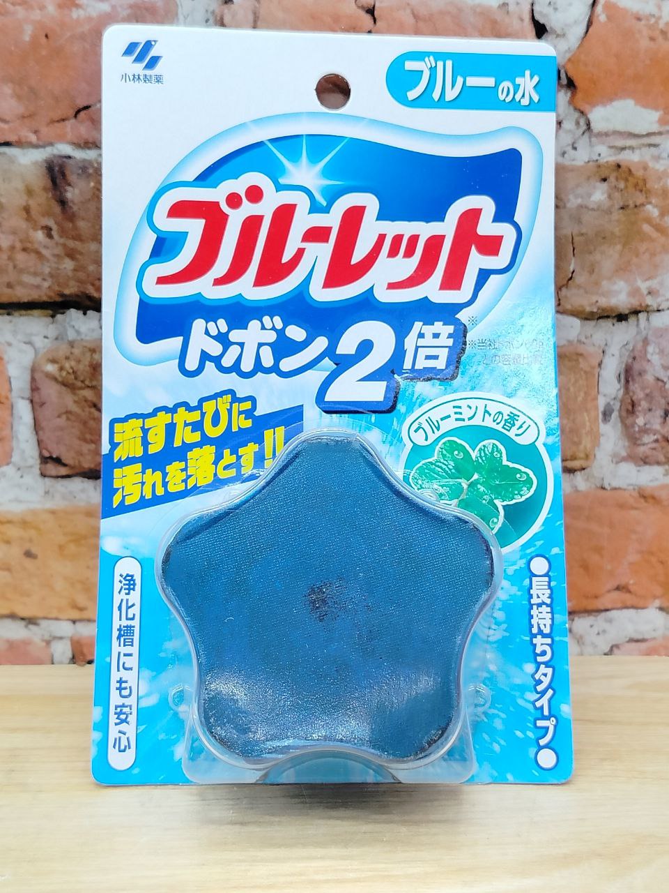 Kobayashi Bluelet Dobon W Blue Mint Двойная очищающая и дезодорирующая таблетка для бачка унитаза с ароматом мяты 120 гр