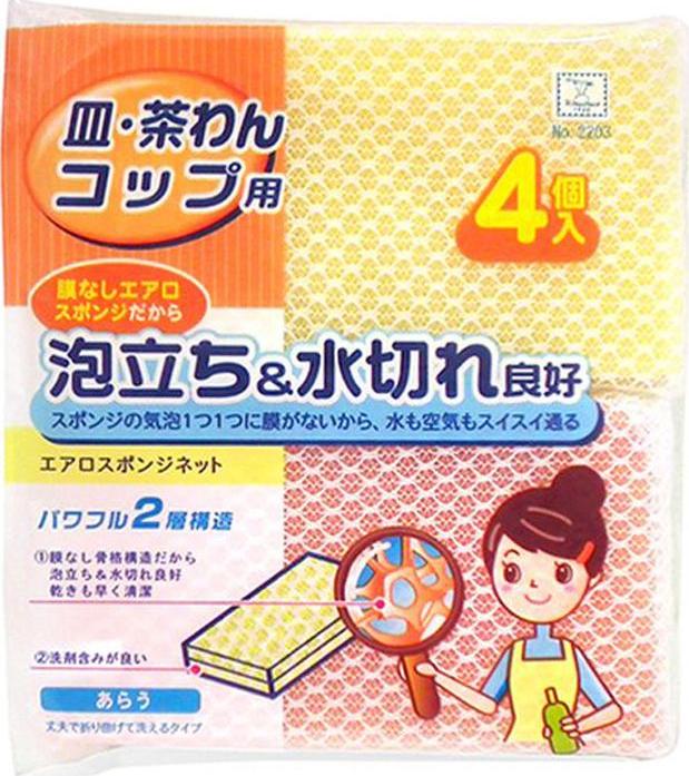 Kokubo Губки кухонные в сеточке 4 шт