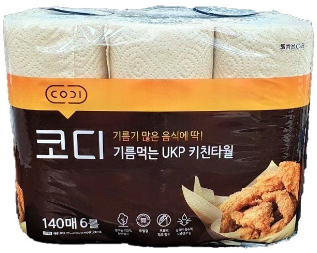 SsangYoung Codi Kitchen Towel Absorbing-Oil Салфетки жиропоглащающие отрывные кухонные двухслойные компактные 140 листов 6 рулонов