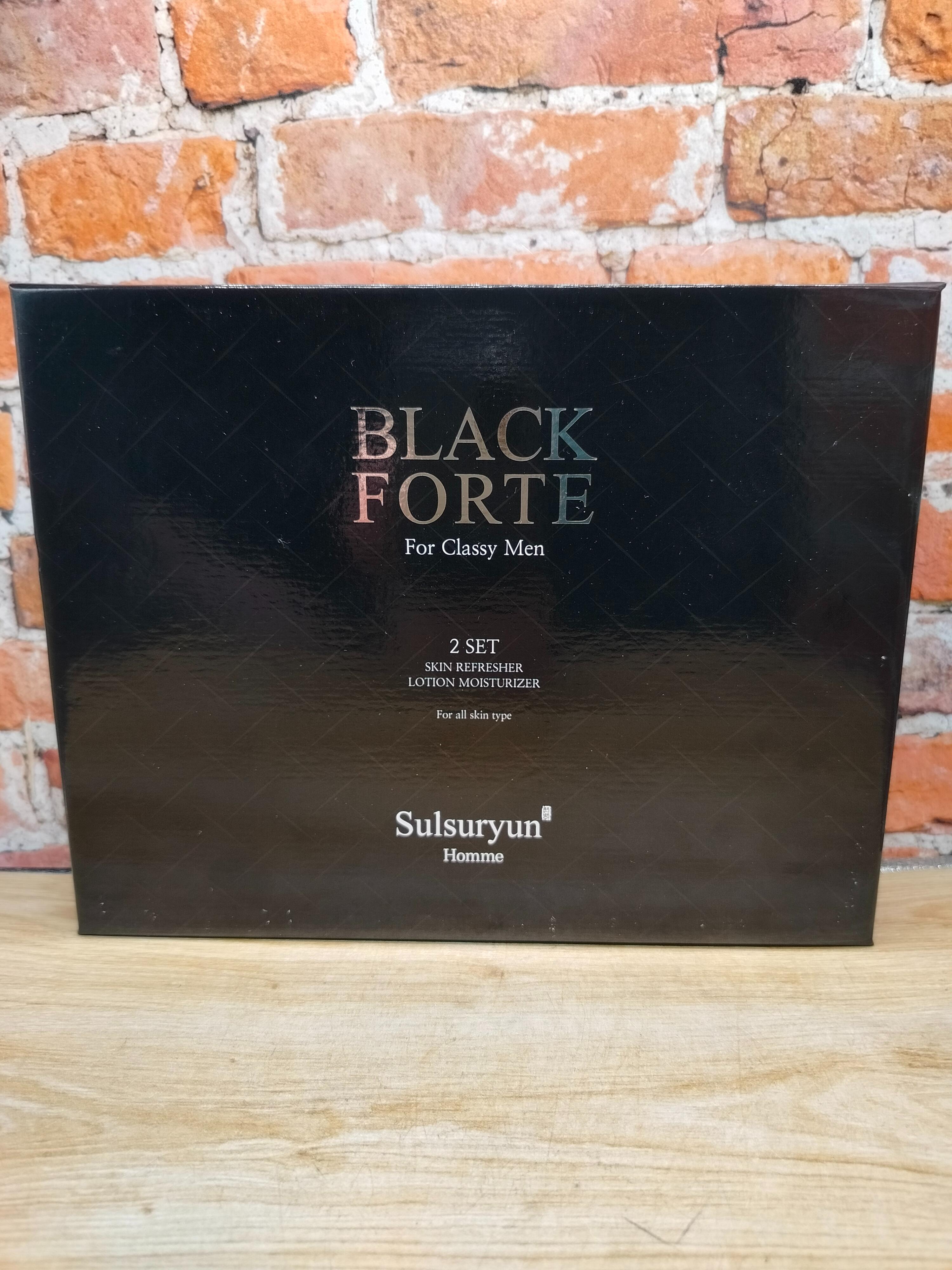 Sulsuryun Black Forte Homme 2 Set Мужской набор для лица с экстрактом черной икры Лосьон 150 мл + 30 мл + Эмульсия 150 мл + 30 мл