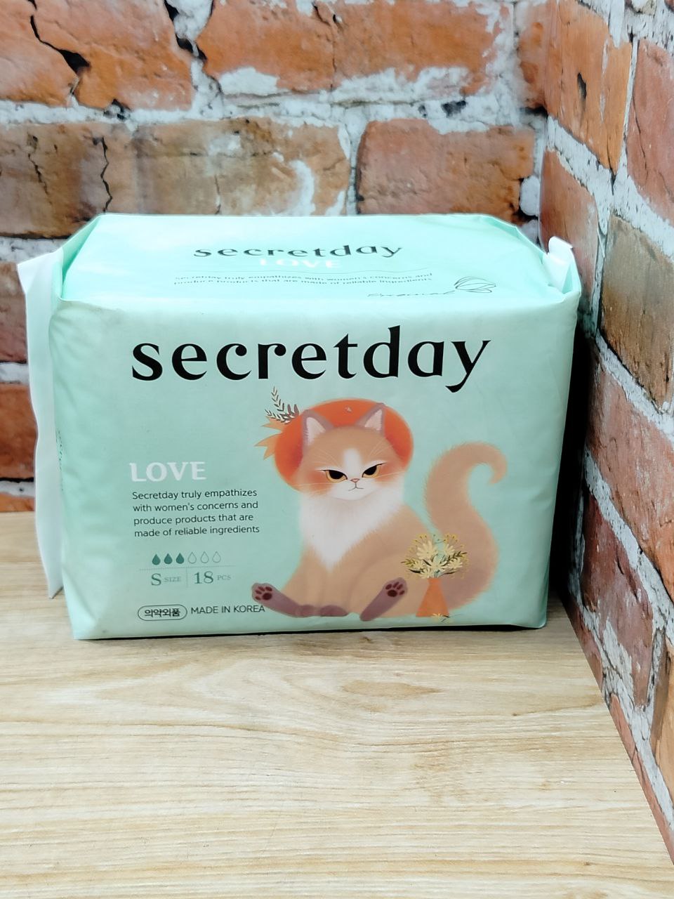 Secret Day Love S Хлопковые гигиенические прокладки 21 см 3 капли 18 шт