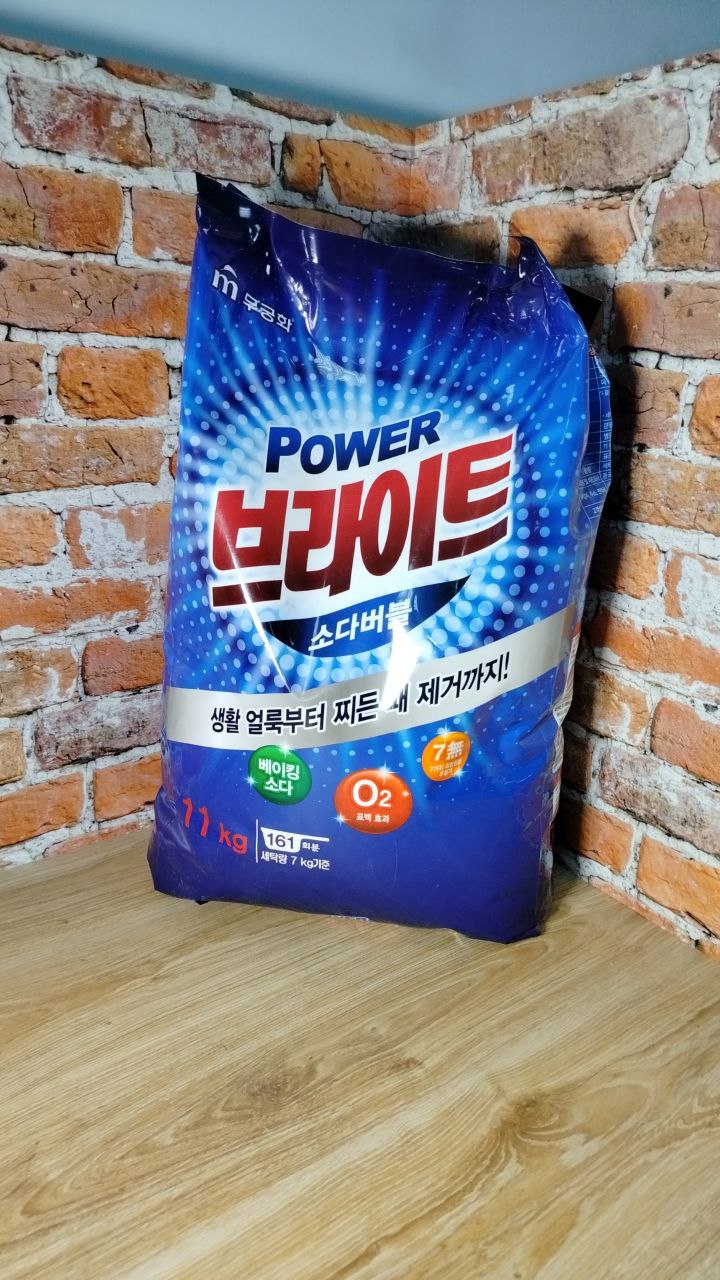 Mukunghwa Bright Powder Detergent Стиральный порошок Белизна и Яркость с пузырьками кислорода и содой 11 кг на 161 стирку