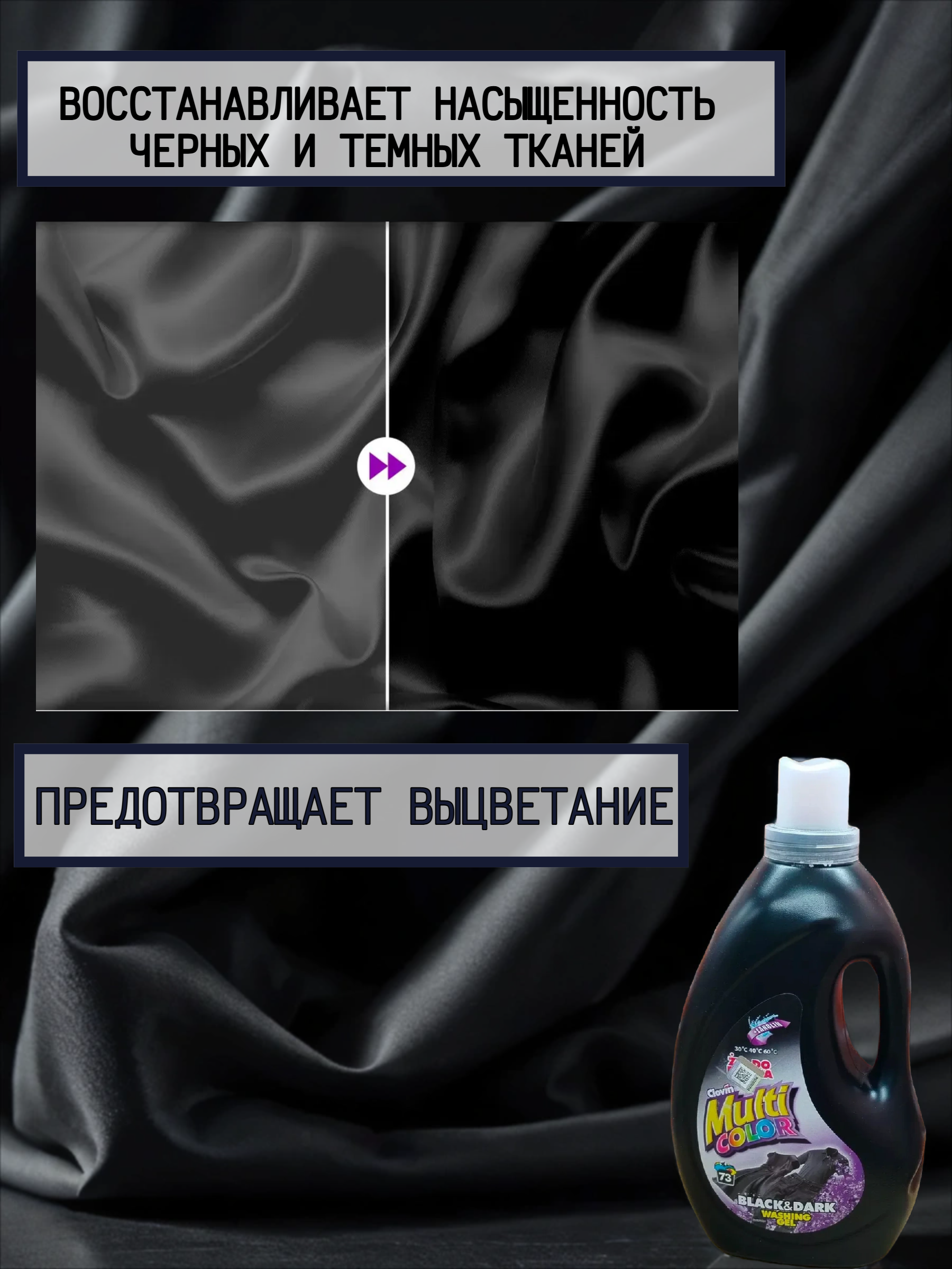 Clovin Multi Color Black & Dark Гель для стирки темных и черных тканей с ланолином 2,2 кг на 73 стирки