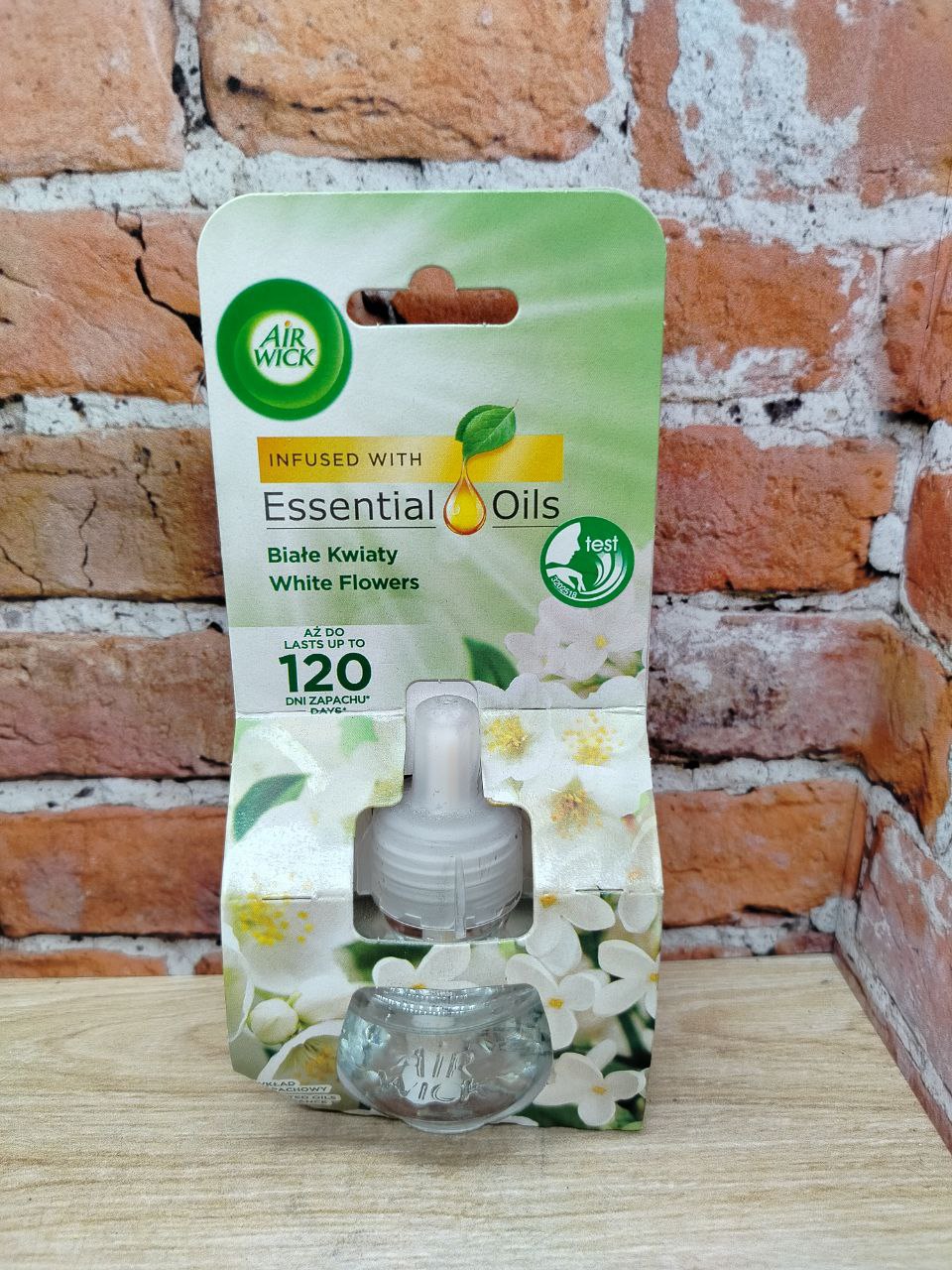 Air Wick Сменный флакон для аромадиффузора электрического от розетки с регулировкой интенсивности Белые цветы 19 мл
