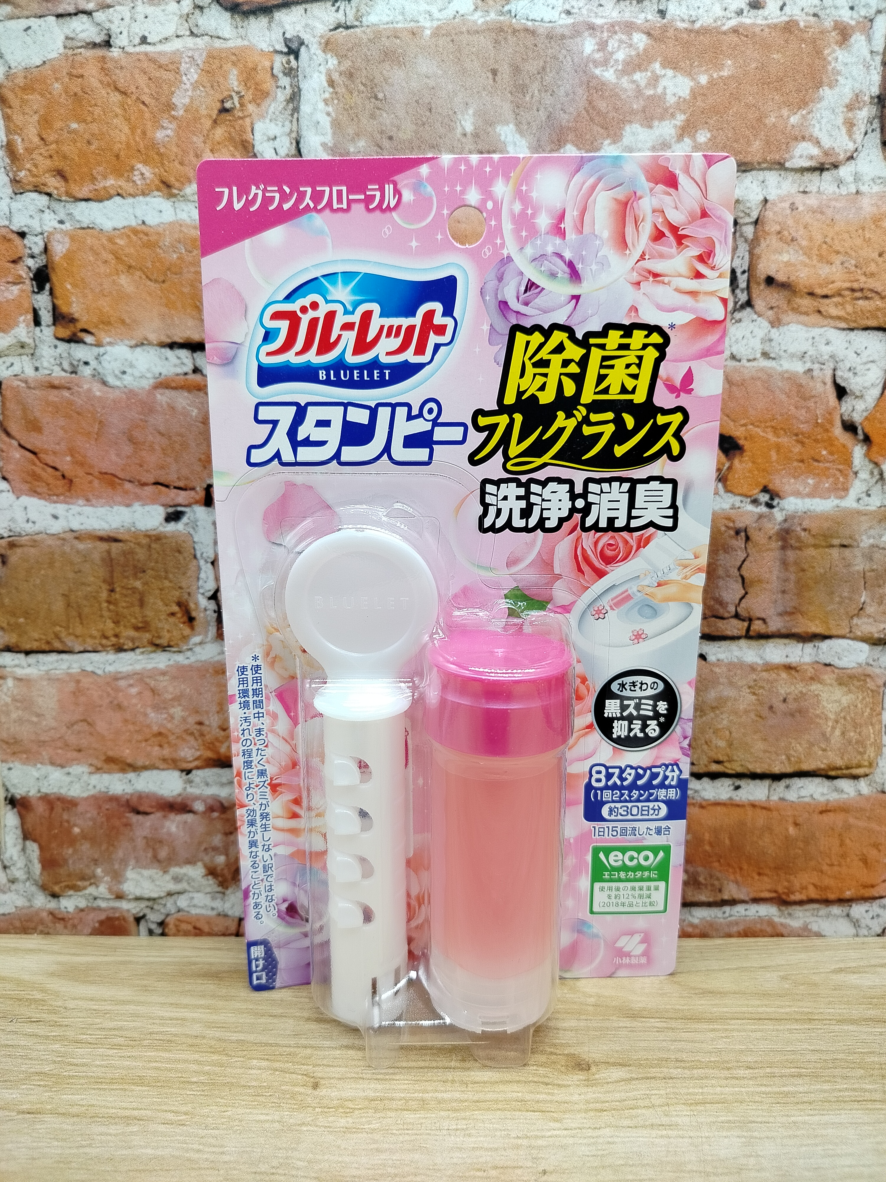 Kobayashi Bluelet Stampy Floral Дезодорирующий очиститель для унитазов с дозатором в форме цветка с ароматом Роз 28 гр