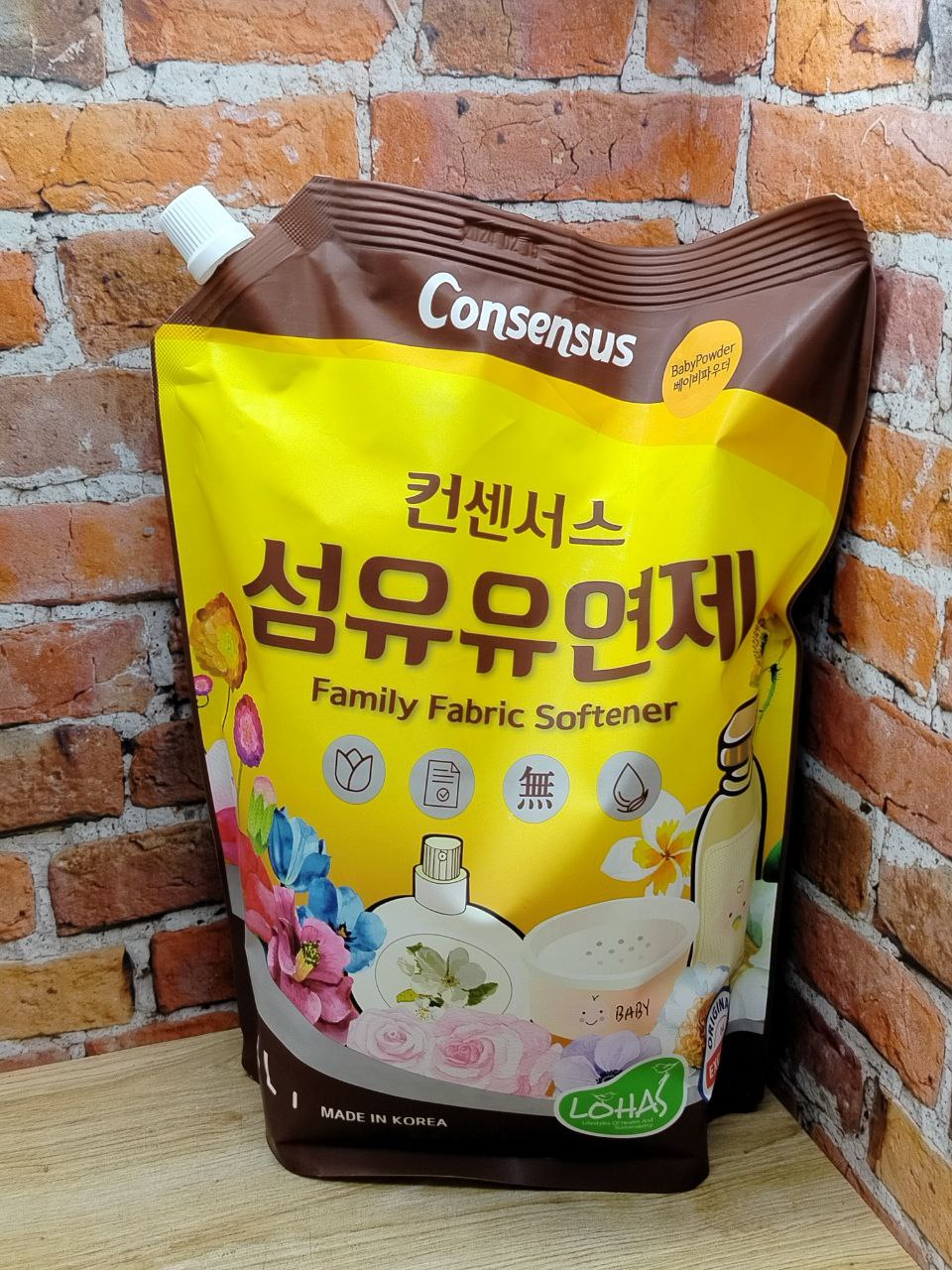 Consensus Fabric Softener Кондиционер для белья аромат детской присыпки, мягкая уп., 2,1 л