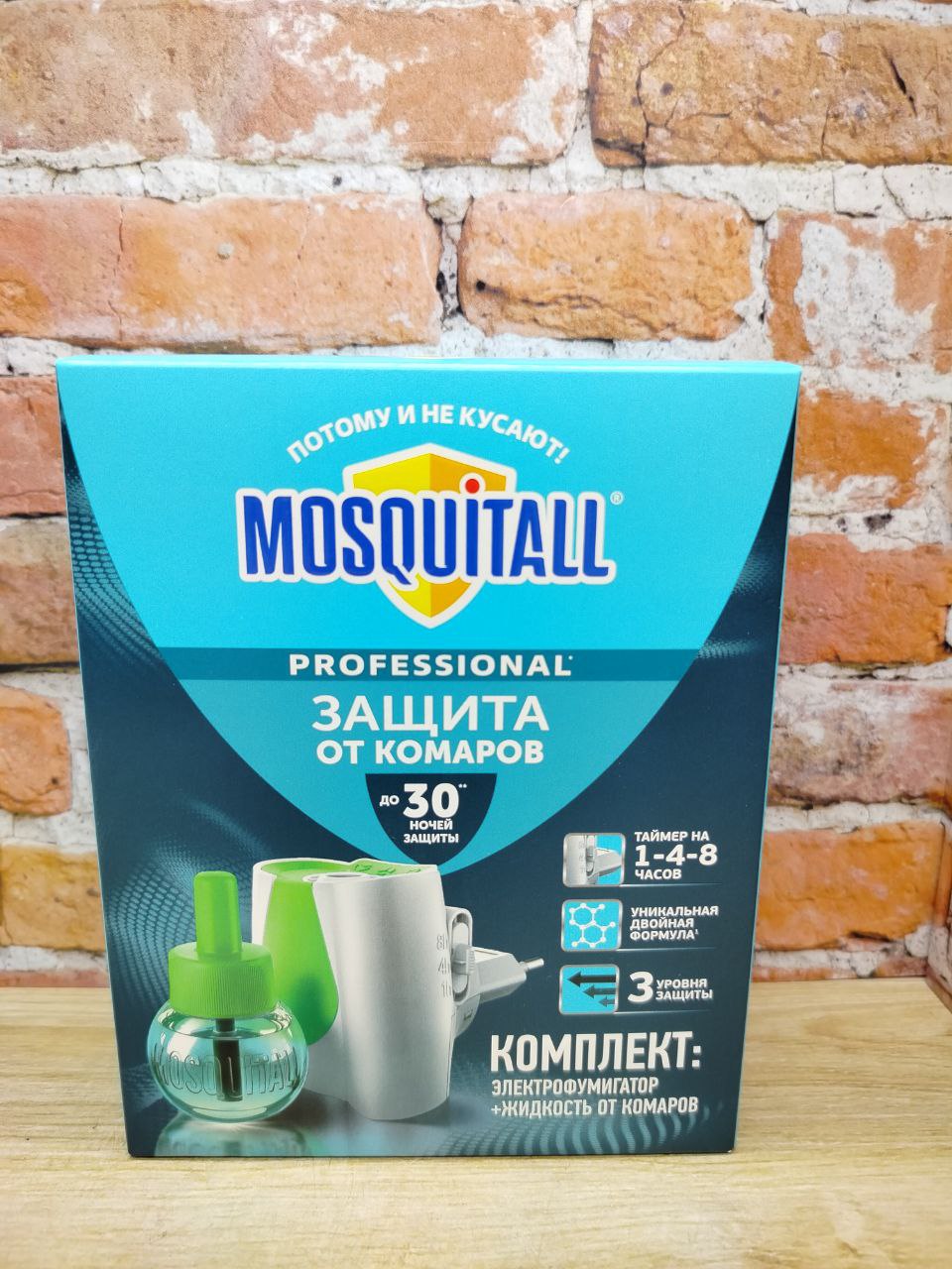 Mosquitall Профессиональная защита Комплект Электрофумигатор + жидкость от комаров 30 ночей