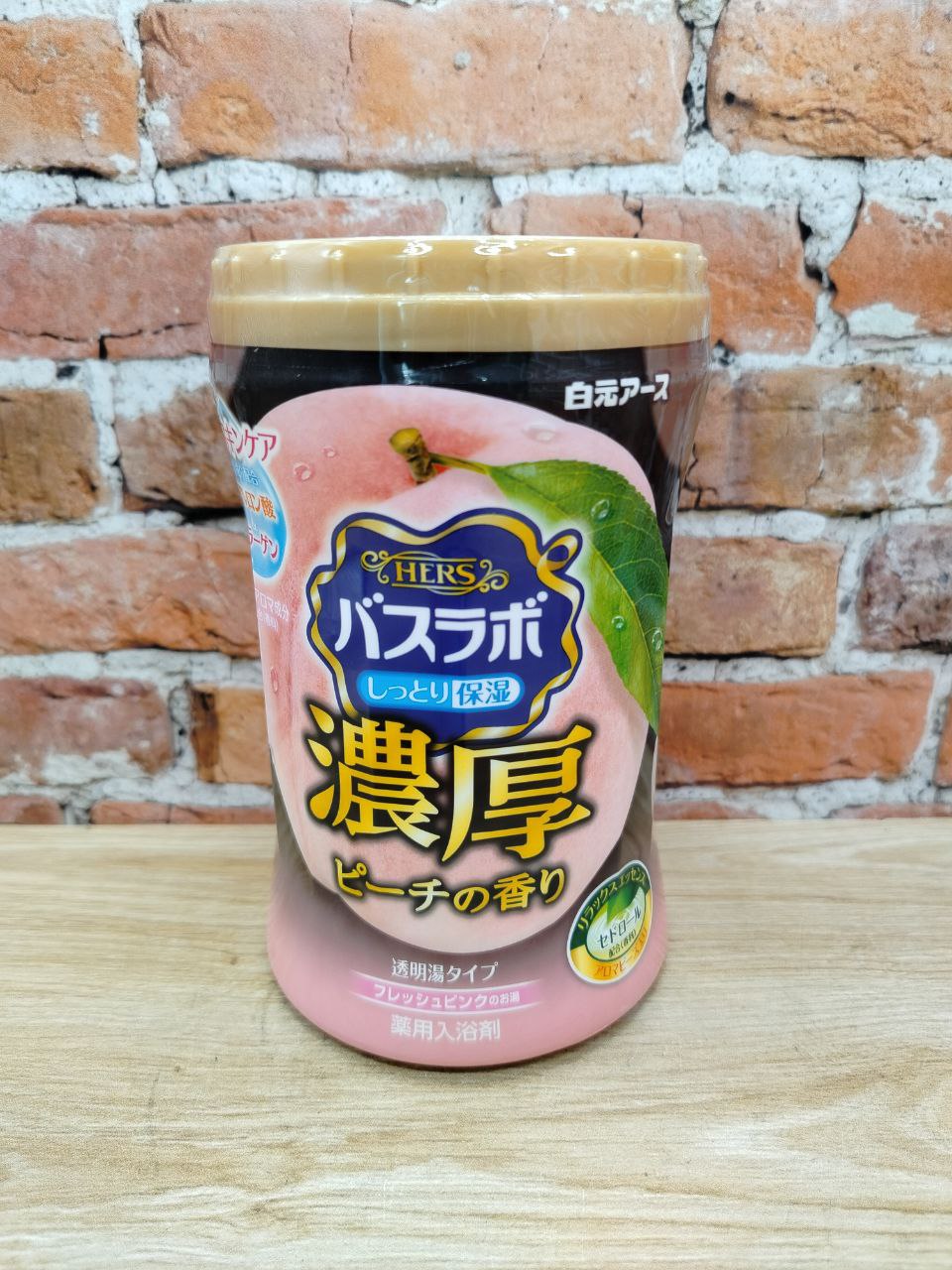 Hakugen Earth HERS Bath labo Соль для ванны увлажняющая с восстанавливающим эффектом и гиалуроновой кислотой Аромат персика 600 гр в банке