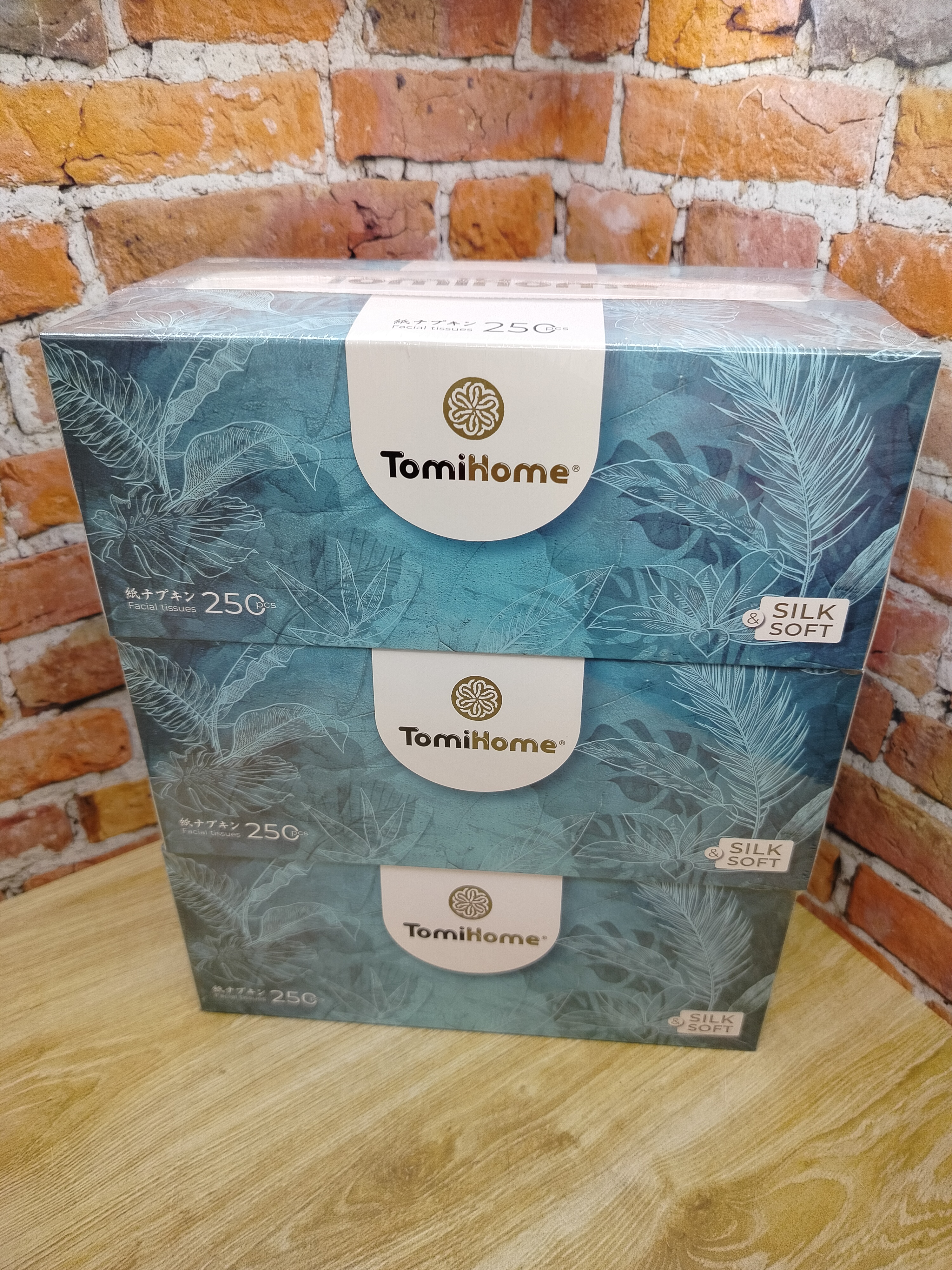 TomiHome GEO Soft & Silk Tropic Салфетки-выдергушки бумажные двухслойные 20*19 см 250 шт 3 упаковки