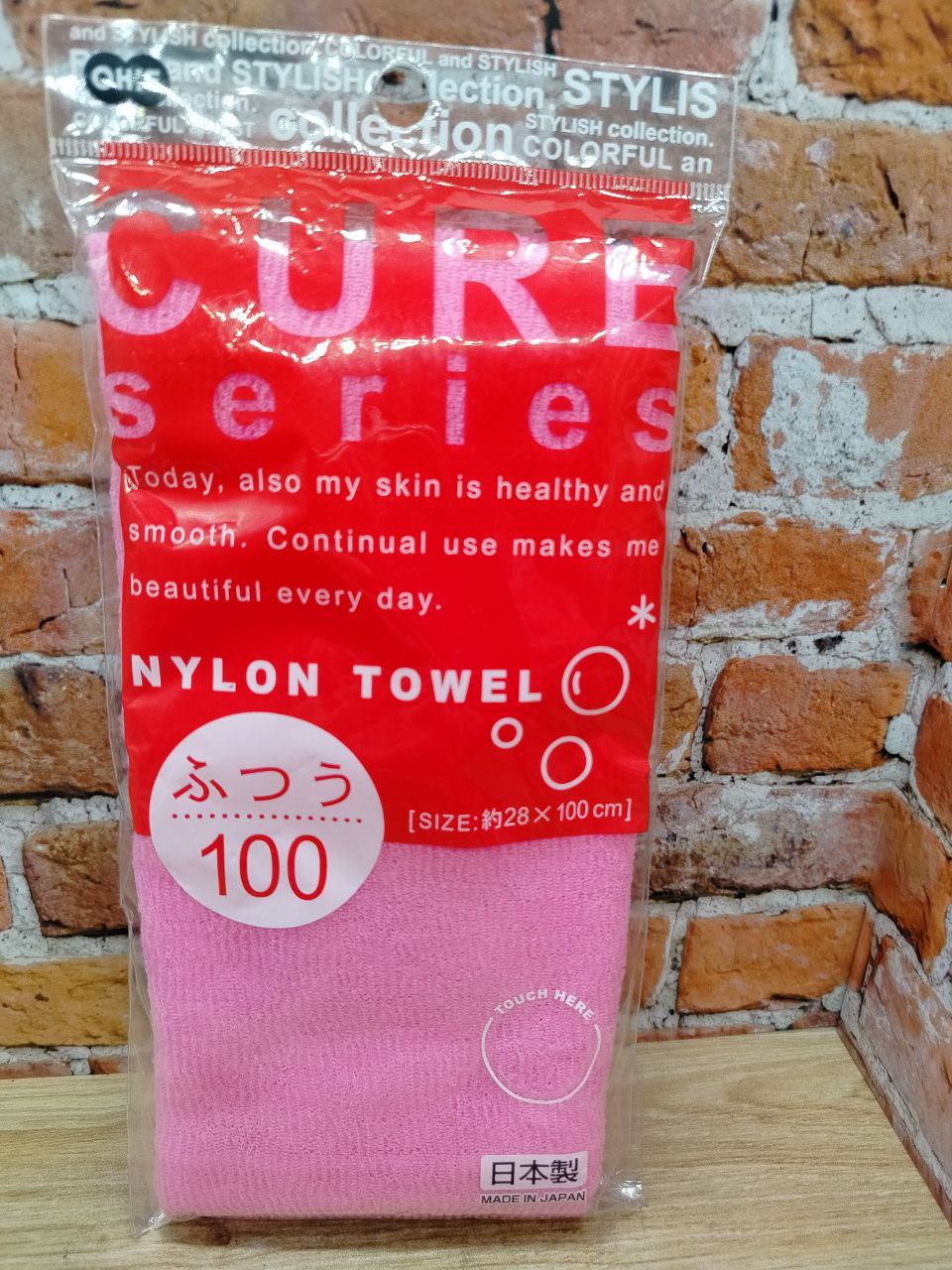 Ohe Cure Массажная мочалка средней жесткости Розовая 28*100 см