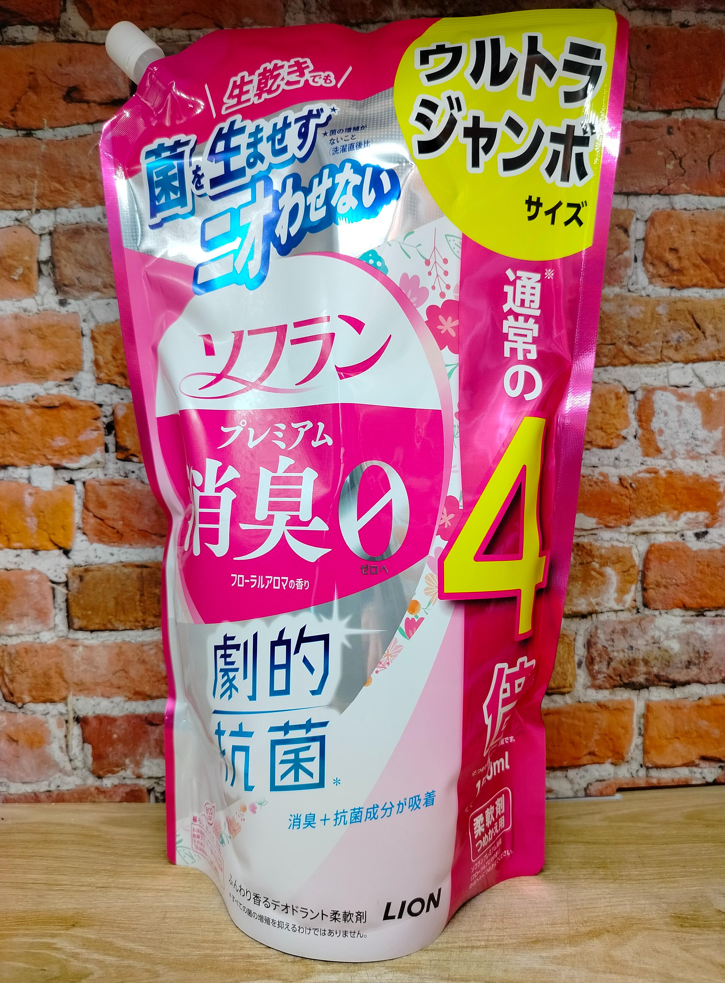 Lion Soflan 323 Ополаскиватель для белья антибактериальный с ароматом цветов 1520 мл в мягкой упаковке