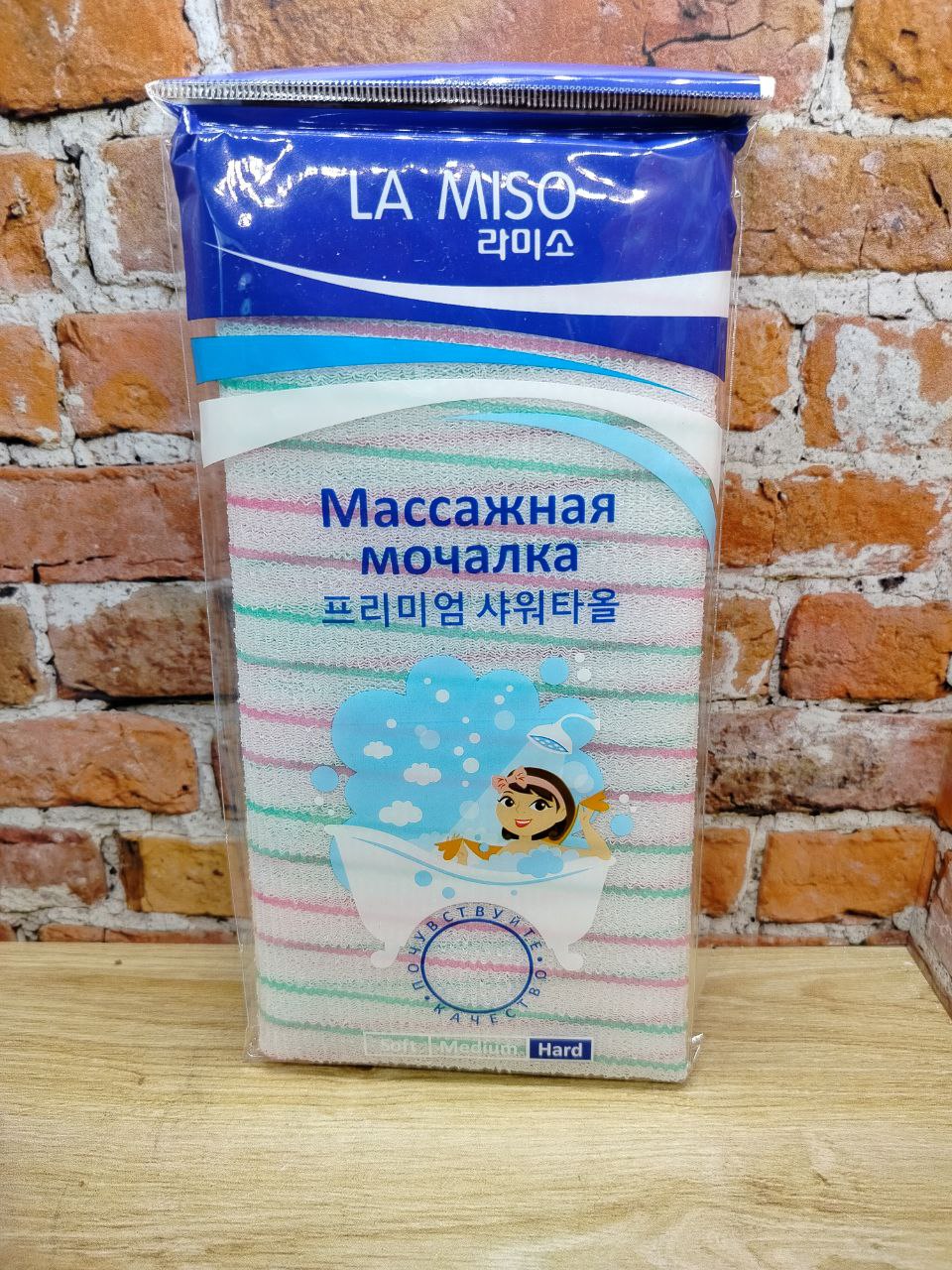 La Miso Массажная мочалка зеленая (Жесткая)