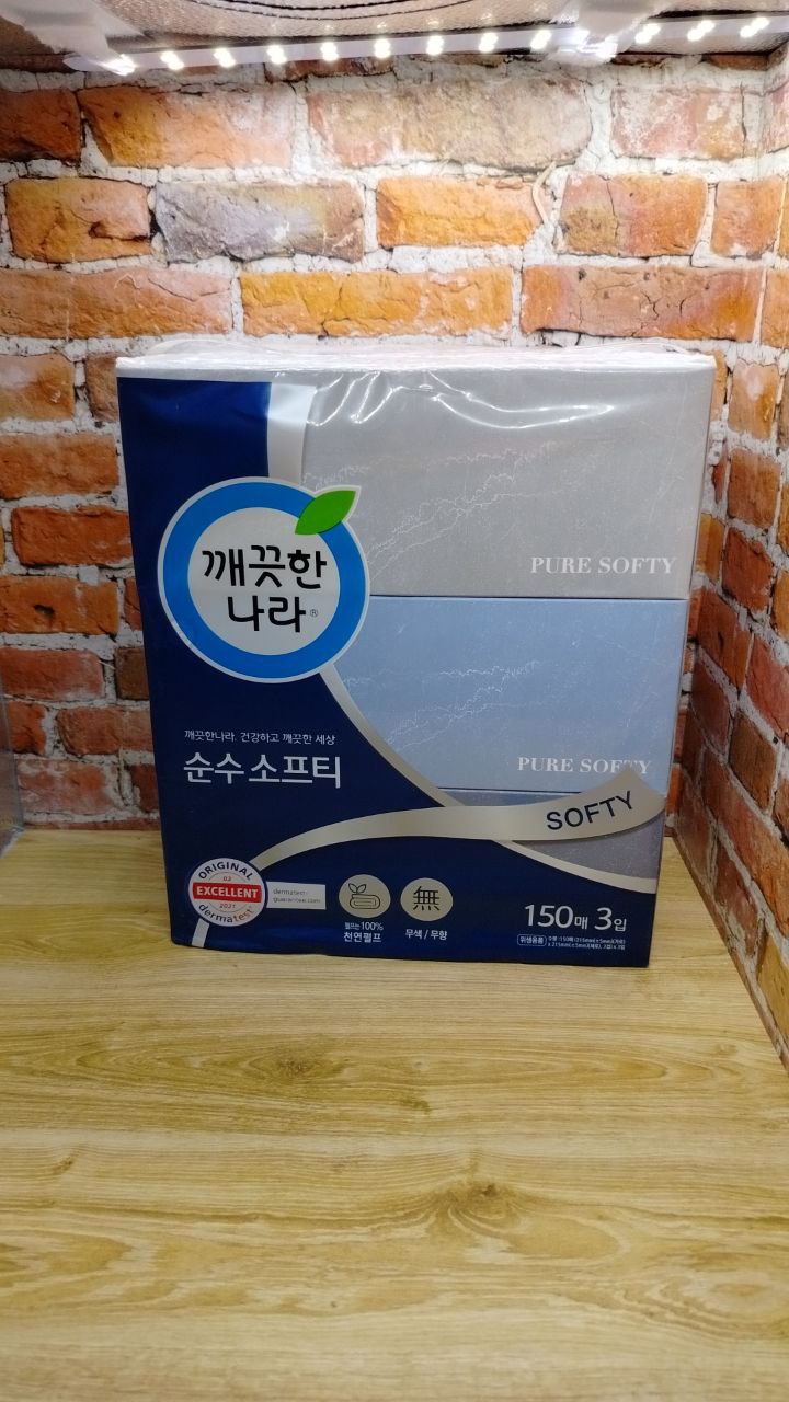 Kleannara Pure Softy Салфетки-выдергушки бумажные двухслойные 150 шт 215*215 мм 3 упаковки