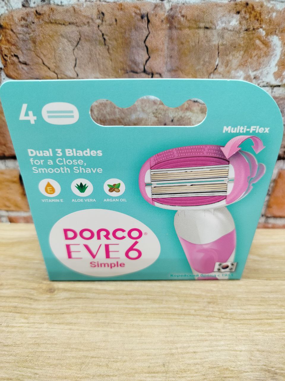 Dorco Eve 6 Simple Сменные кассеты для женского бритвенного станка с 6 лезвиями и сгибаемым картриджем 4 шт