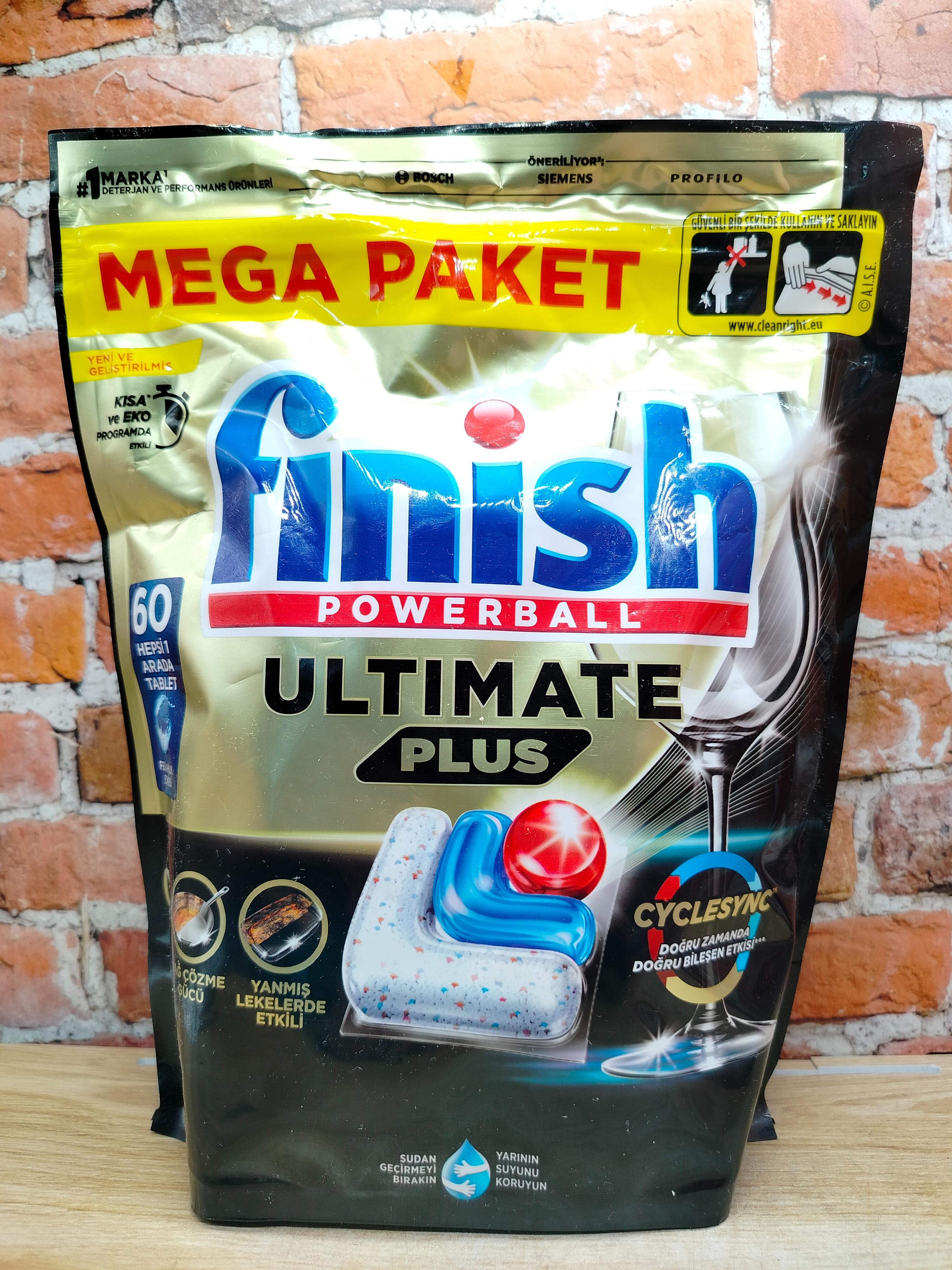 Finish PowerBall Ultimate Plus Капсулы для посудомоечной машины 60 шт 732 гр в zip-пакете