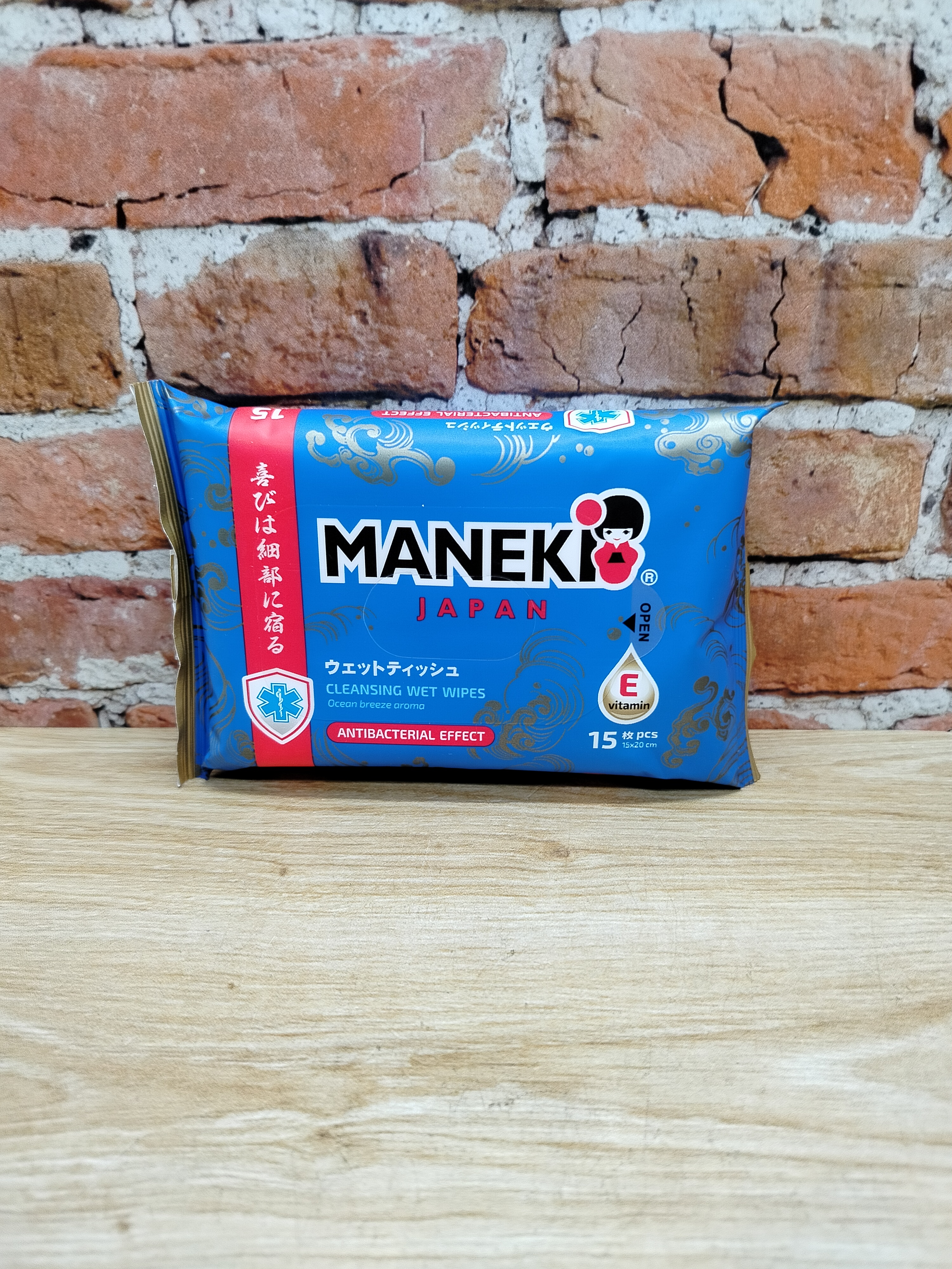 Maneki Ocean Салфетки влажные антибактериальные Морская свежесть 15 шт