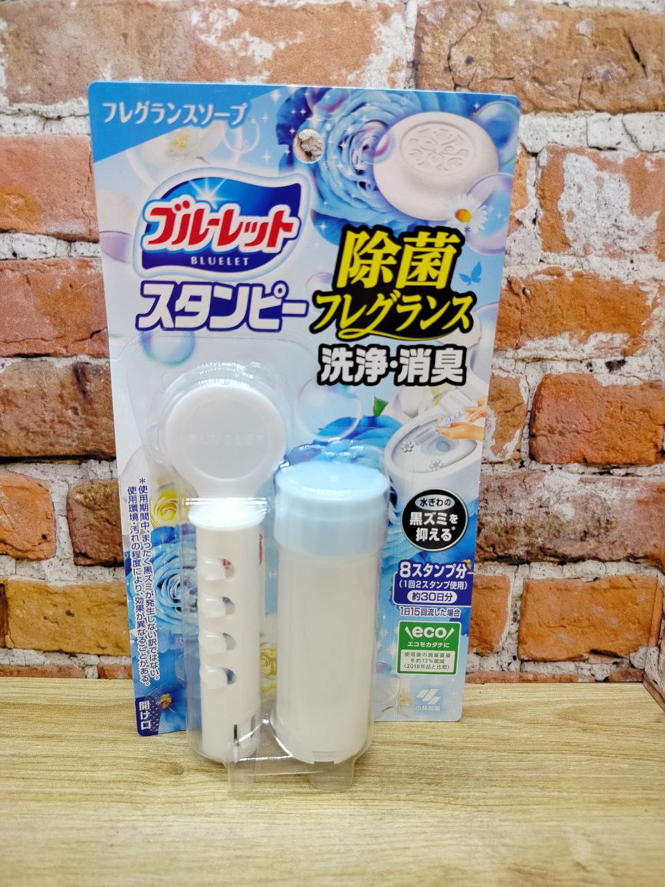 Kobayashi Bluelet Stampy Soap Дезодорирующий очиститель для унитазов с дозатором в форме цветка с ароматом Мыла и свежести 28 гр