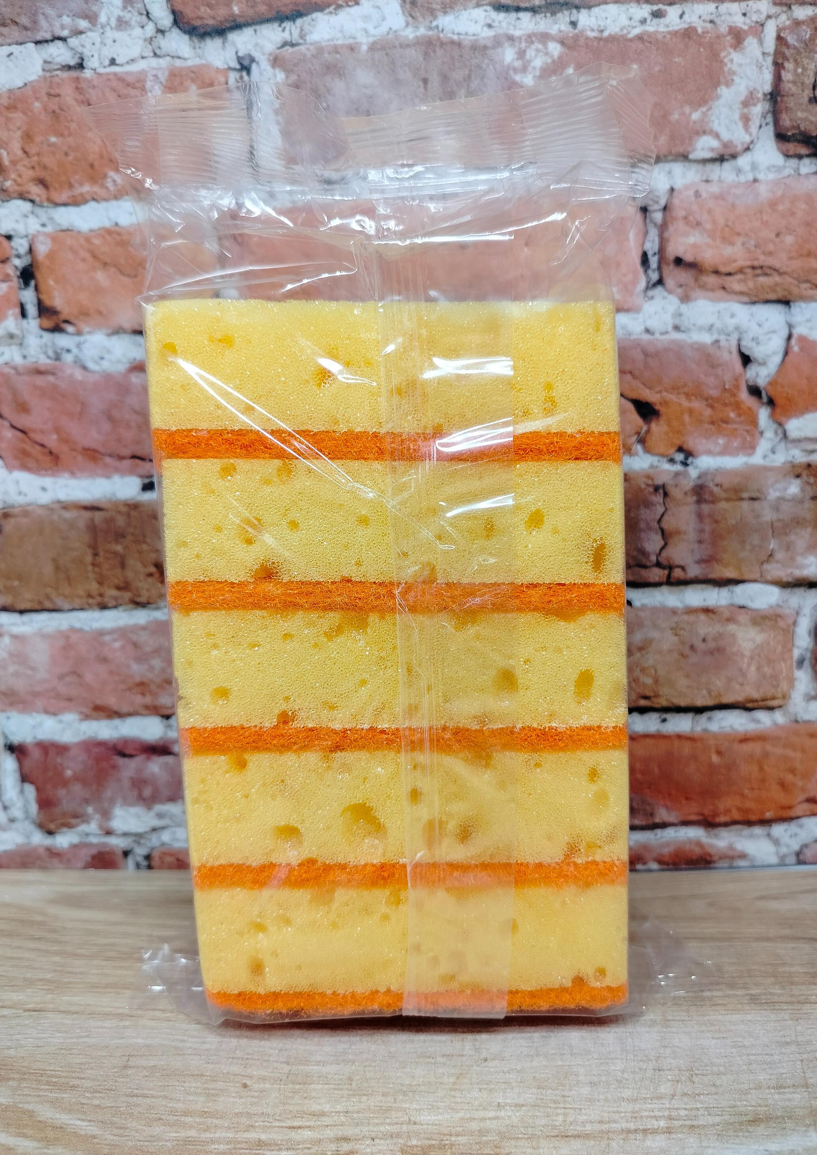 Meule Губки для мытья посуды из крупнопористого поролона и абразивной фибры Aroma Citrus 5 шт