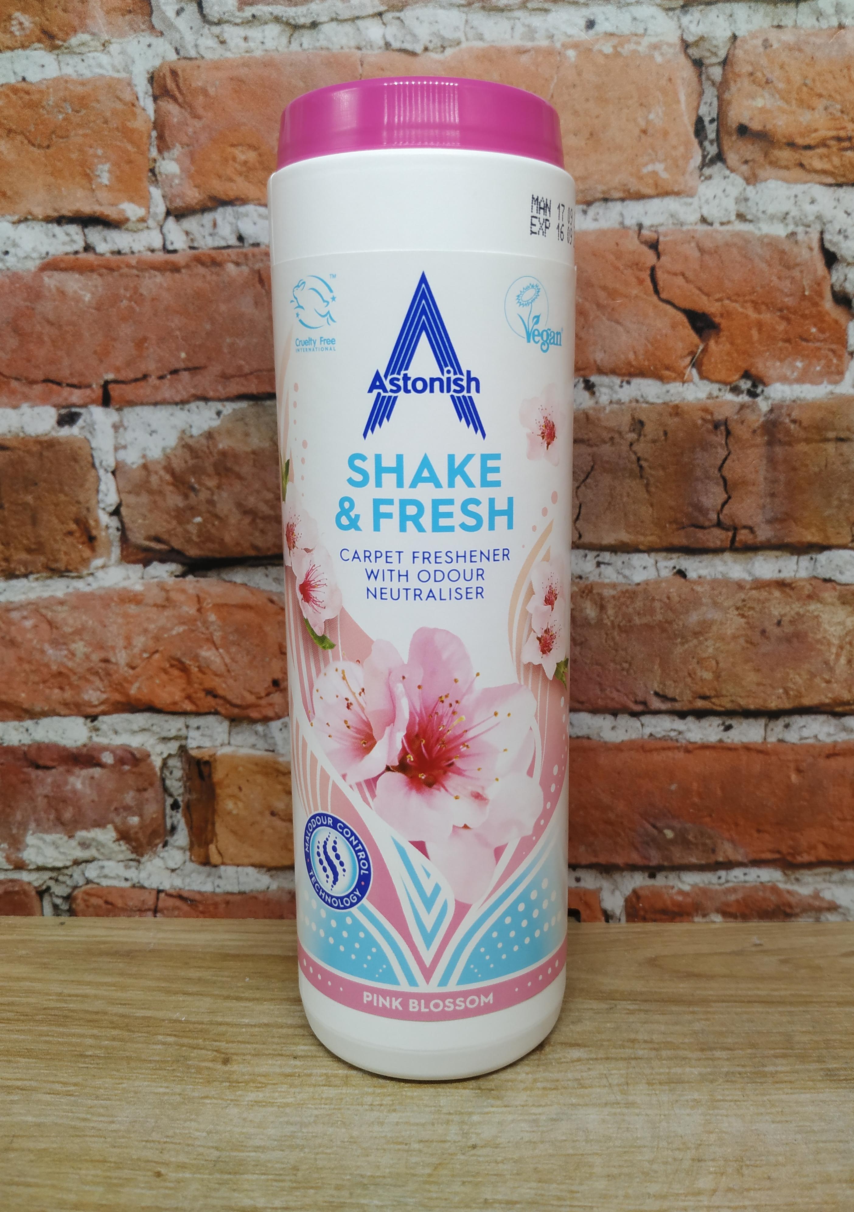 Astonish Shake & Fresh Carpet Freshener Pink Blossom Средство чистки ковров с эффектом удаления неприятных запахов с отдушкой Цветочный аромат 350 гр
