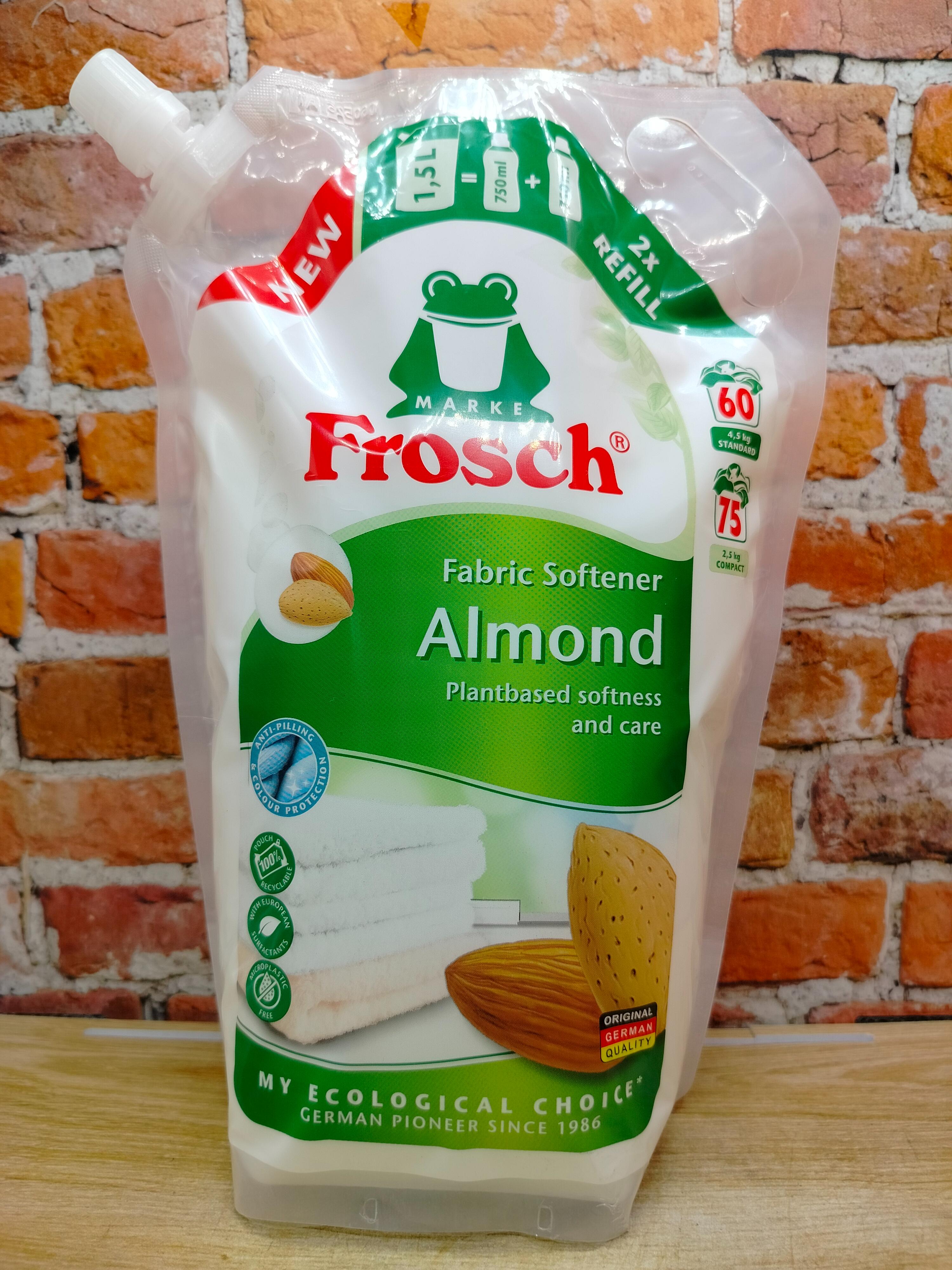 Frosch Концентрированный ополаскиватель для белья Миндальное молочко 1.5 л на 60 стирок в мягкой упаковке