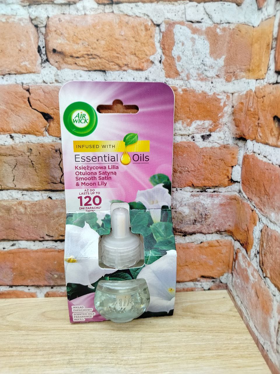 Air Wick Сменный флакон для аромадиффузора электрического от розетки с регулировкой интенсивности Сатин и Лунная лилия 19 мл