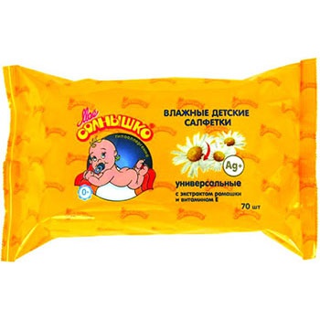 Моё солнышко Влажные детские салфетки универсальные с экстрактом ромашки и витамином Е 70 шт