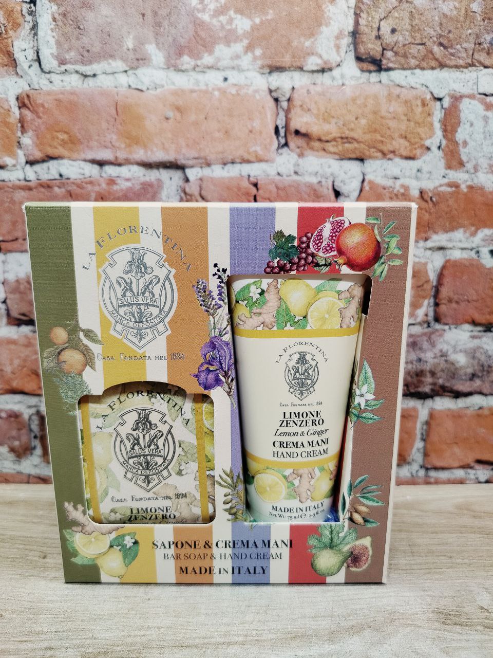 La Florentina Box Set Bar Soap & Hand Cream Lemon & Ginger Набор на основе масел ши и оливы с экстрактами Лимона и Имбиря Мыло натуральное 106 гр + Крем для рук увлажняющий 75 мл