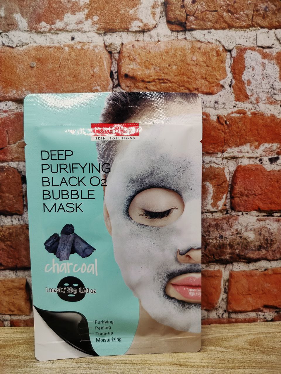 Adwin Purederm Deep Purifuing Black O2 Bubble Mask Charcoal Очищающая угольная пузырьковая маска для лица 20 гр