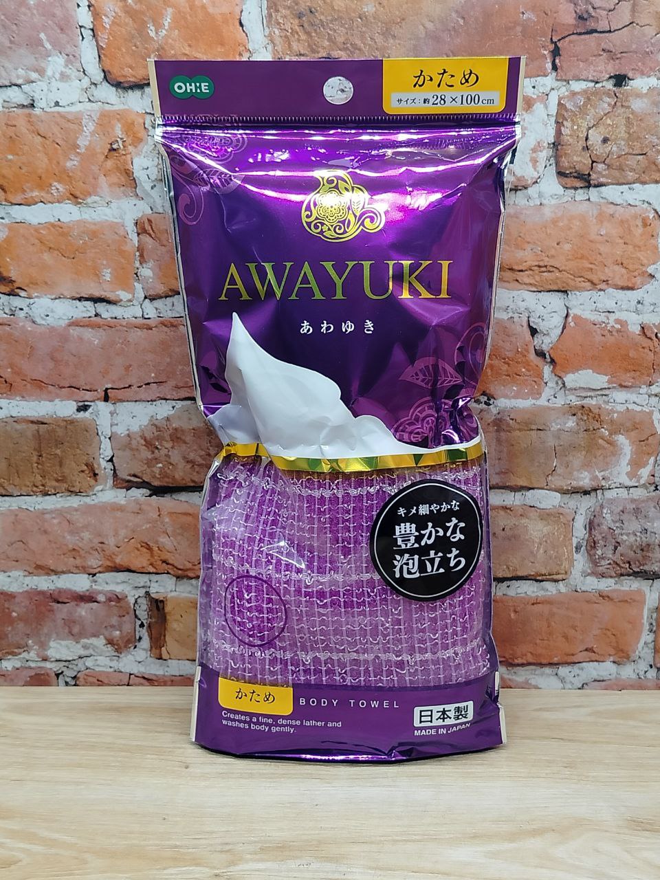 Ohe Awayuki Нейлоновая массажная мочалка для тела пенообразующая жесткая Фиолетовая 28*100 см
