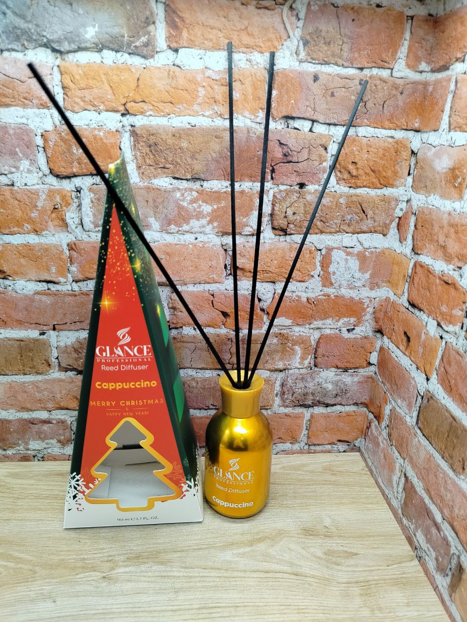 Glance Professional Reed Diffuser Merry Christmas & Happy New Year Cappuccino Ароматический диффузор для дома с палочками Капучино 110 мл