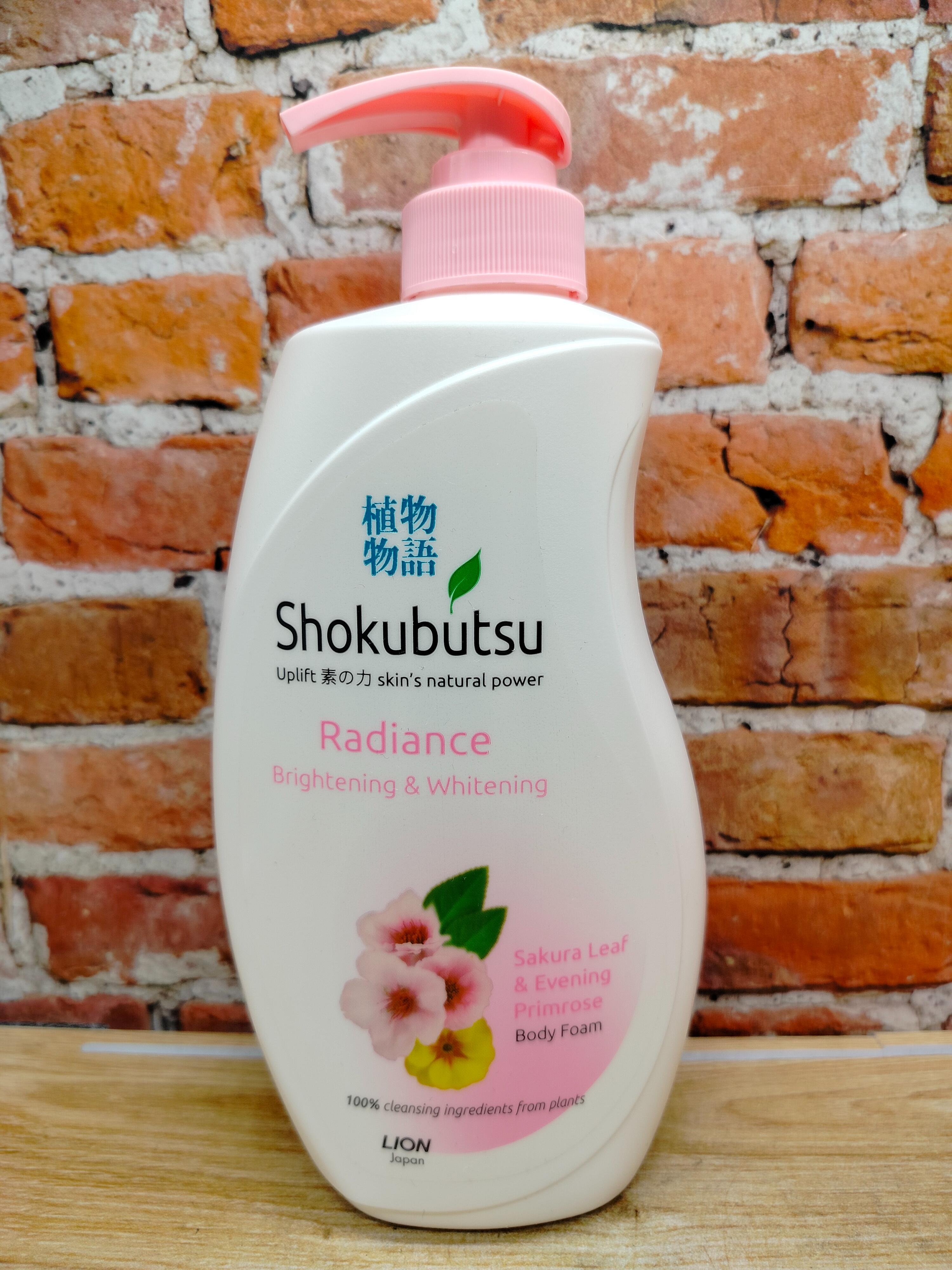Lion Thai Shokubutsu Radiance Brightening & Whitening Sakura Leaf & Evening Primrose Крем-пена для душа Листья сакуры и Примула вечерняя 500 мл