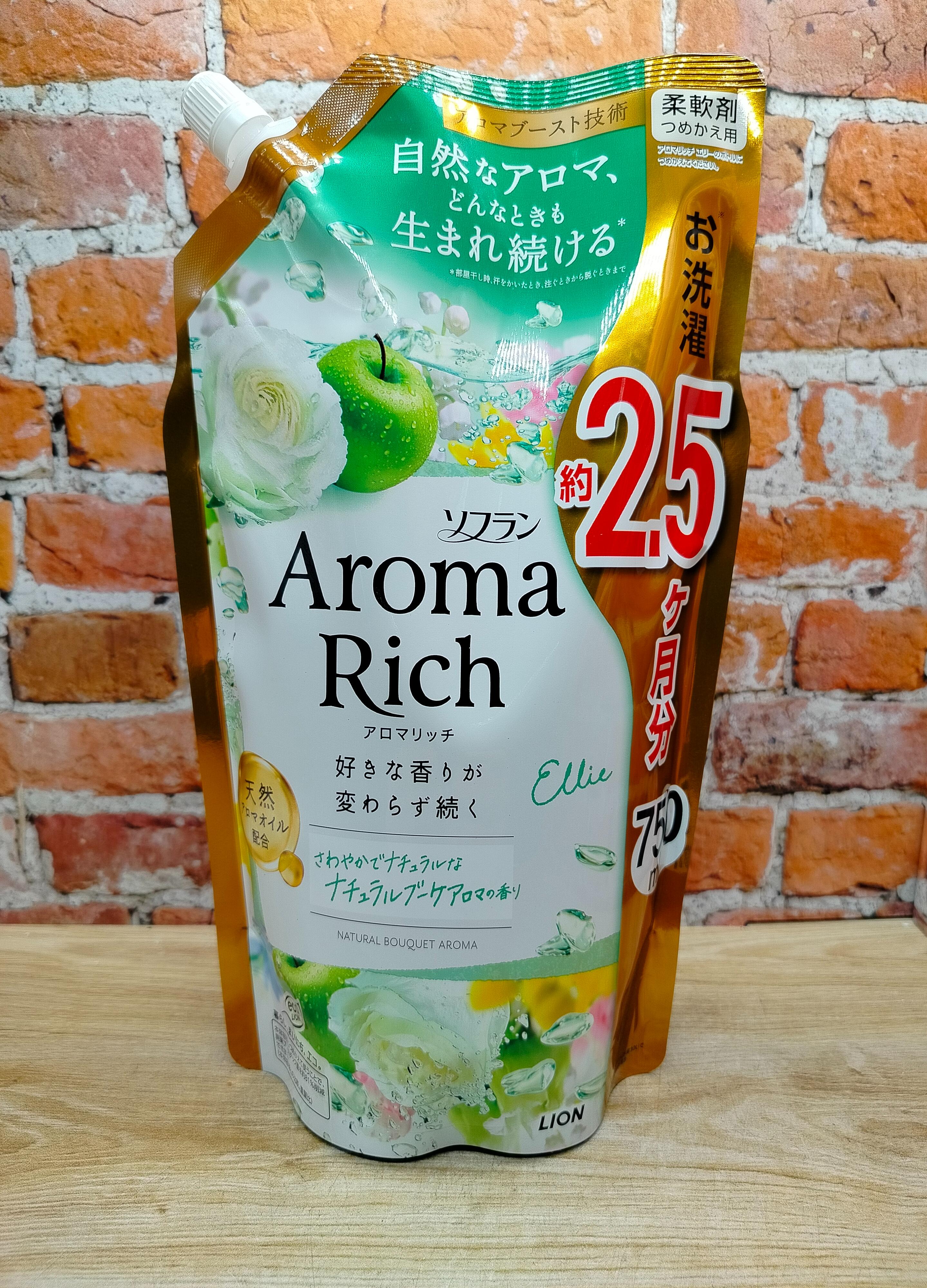 Lion Soflan Aroma Rich Ellie Кондиционер для белья с натуральными ароматическими маслами 750 мл в мягкой упаковке