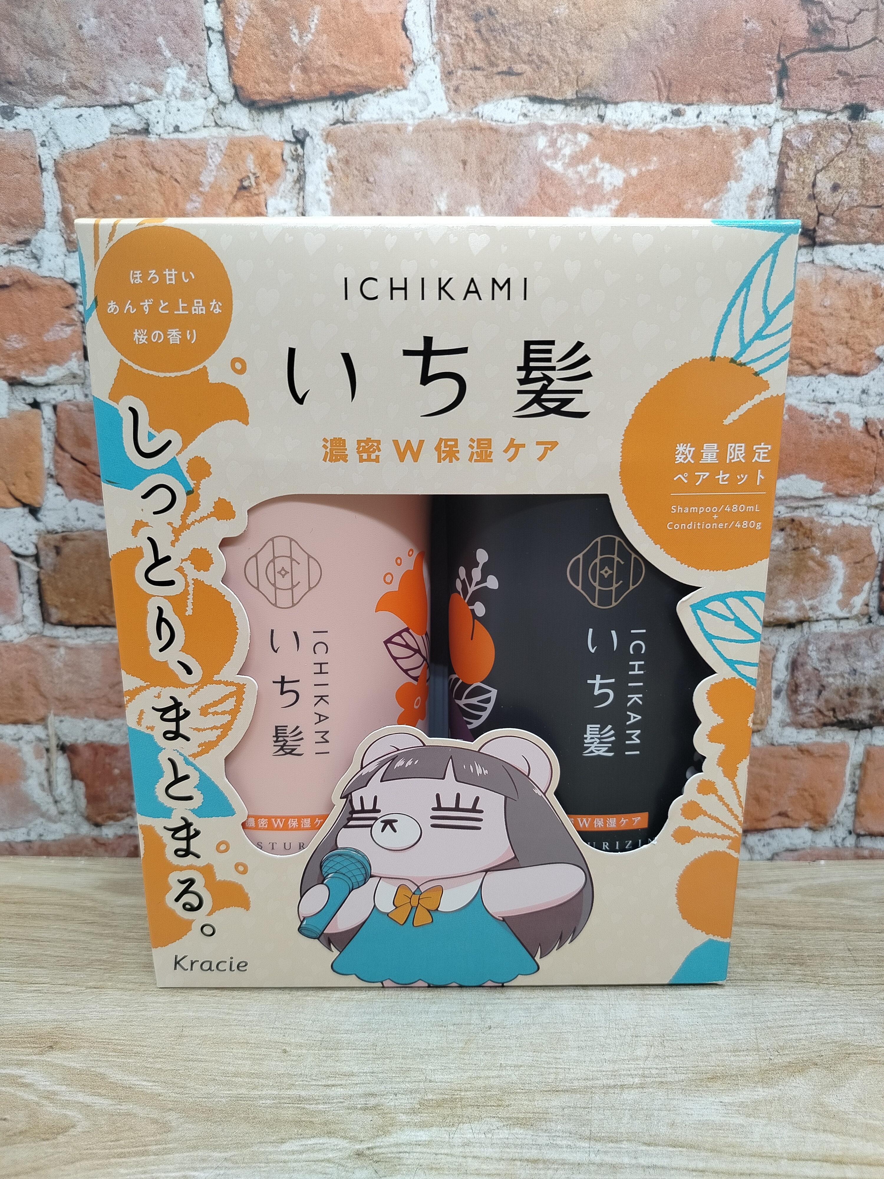 Kracie Ichikami Набор Moisturizing: Шампунь 480 мл + кондиционер 480 гр интенсивно увлажняющие для поврежденных волос с маслом абрикоса