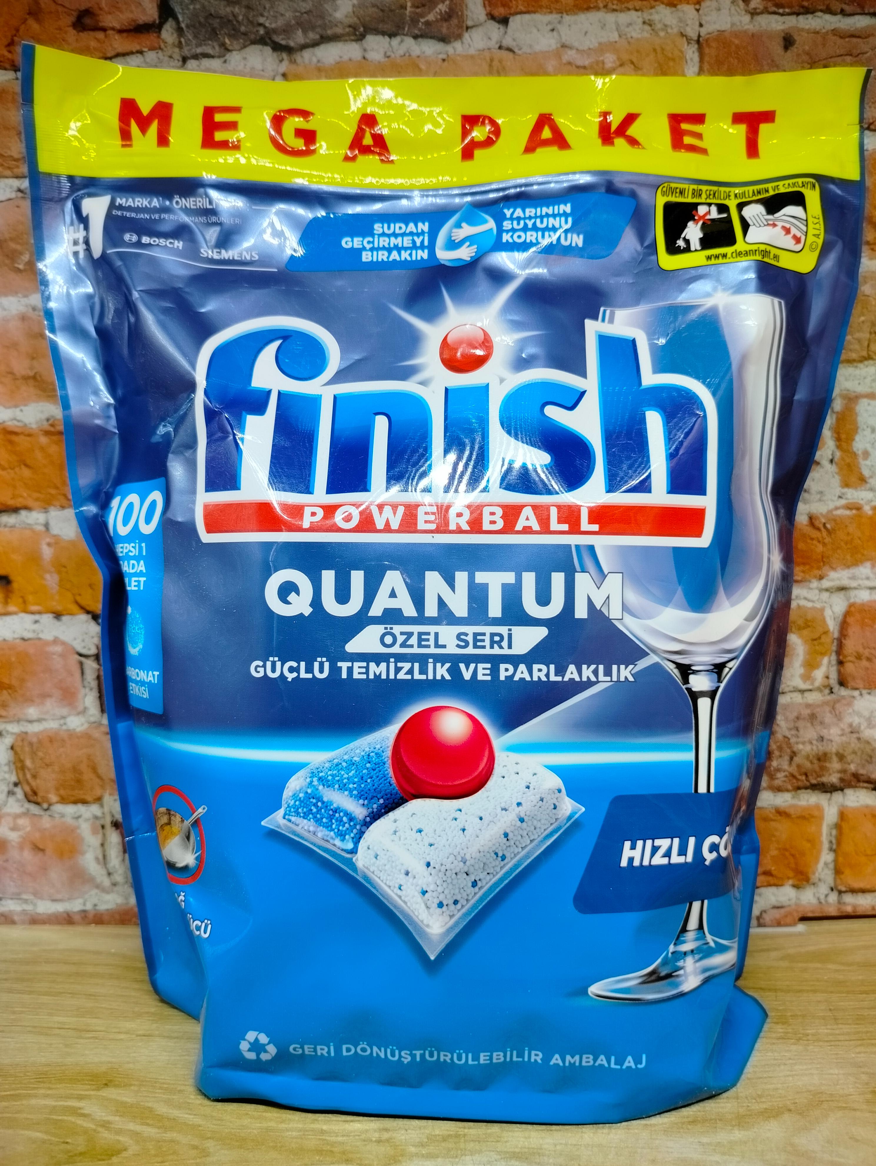 Finish Quantum PowerBall All in 1 Капсулы для посудомоечной машины 100 шт в zip-пакете
