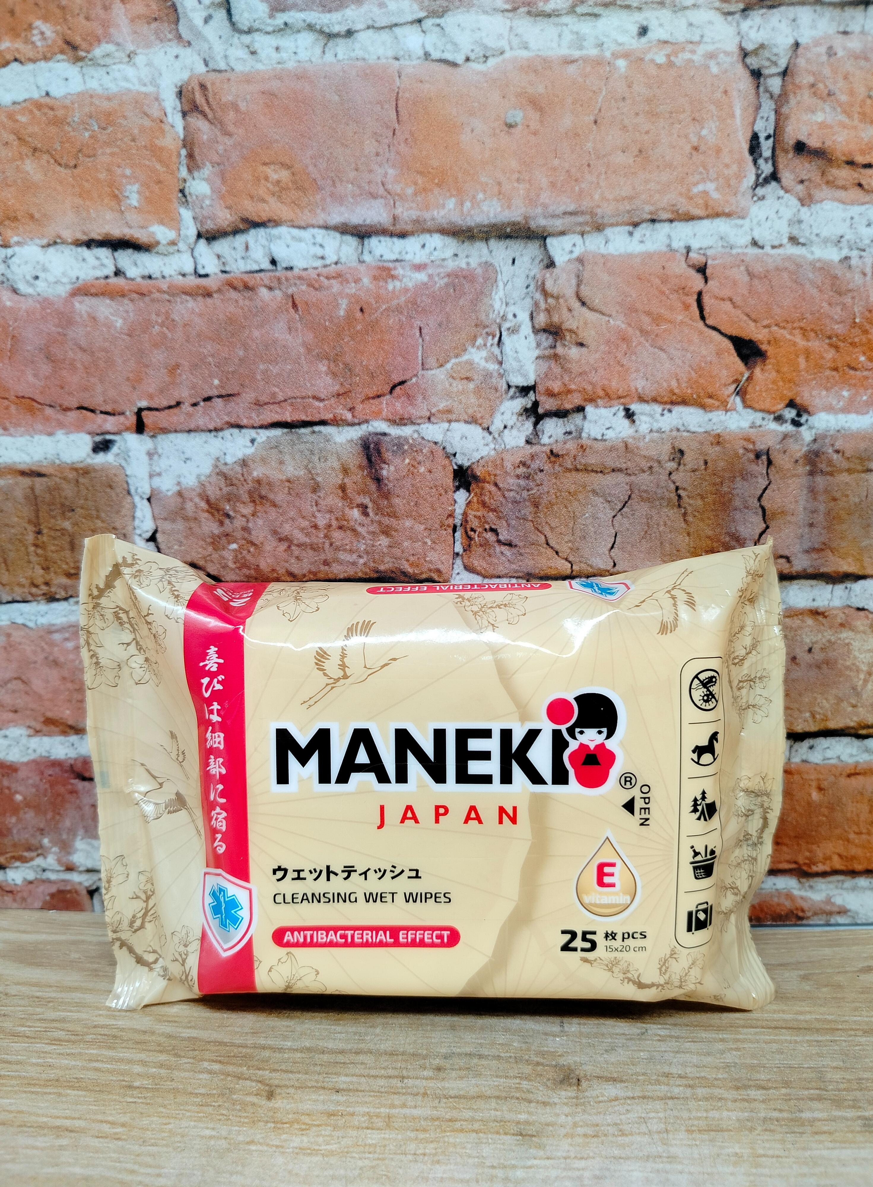 Maneki Kabi Салфетки влажные антибактериальные для всей семьи с витамином Е и увлажняющим лосьоном 25 шт