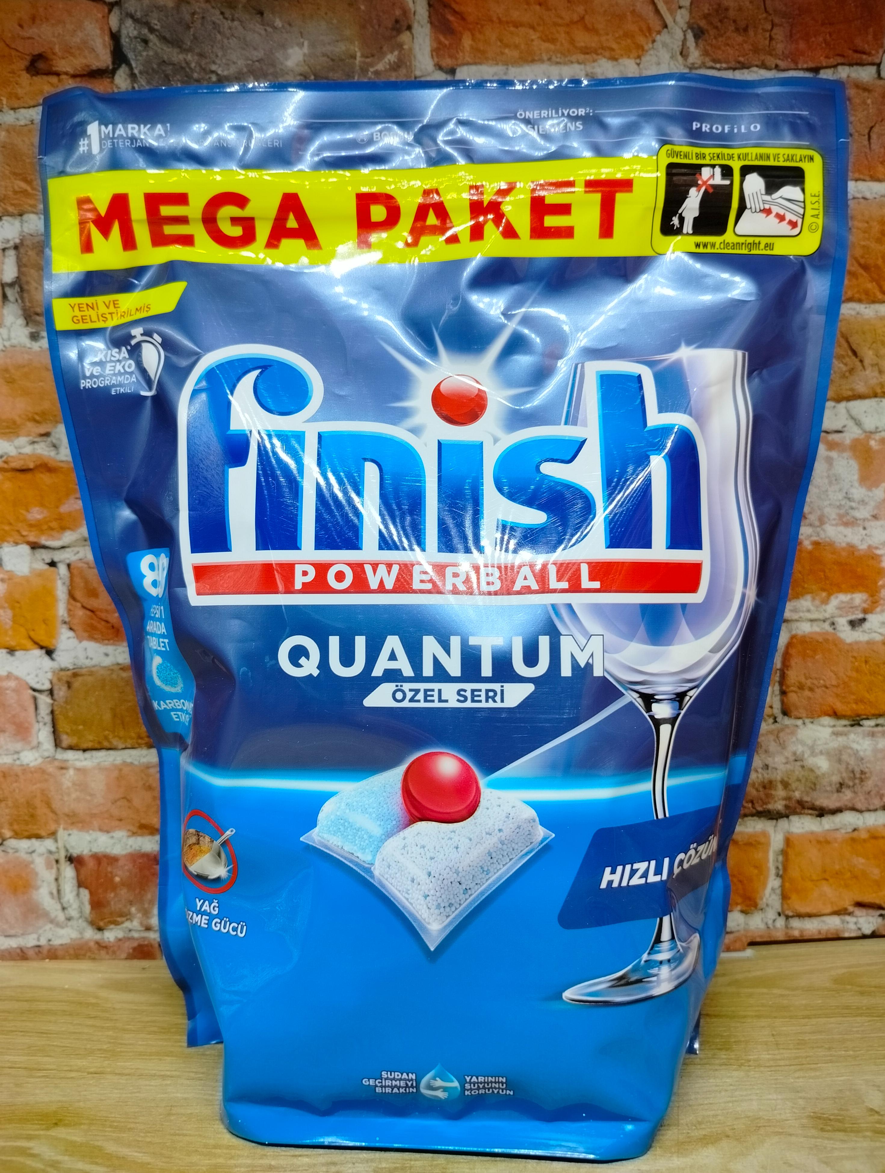 Finish Quantum PowerBall All in 1 Капсулы для посудомоечной машины 80 шт в zip-пакете