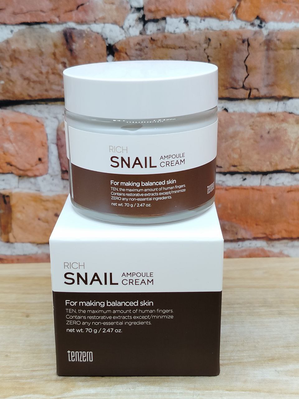Tenzero Ampoule Cream Rich Snail 2x Ампульный крем для лица, шеи и декольте с муцином улитки 70 гр