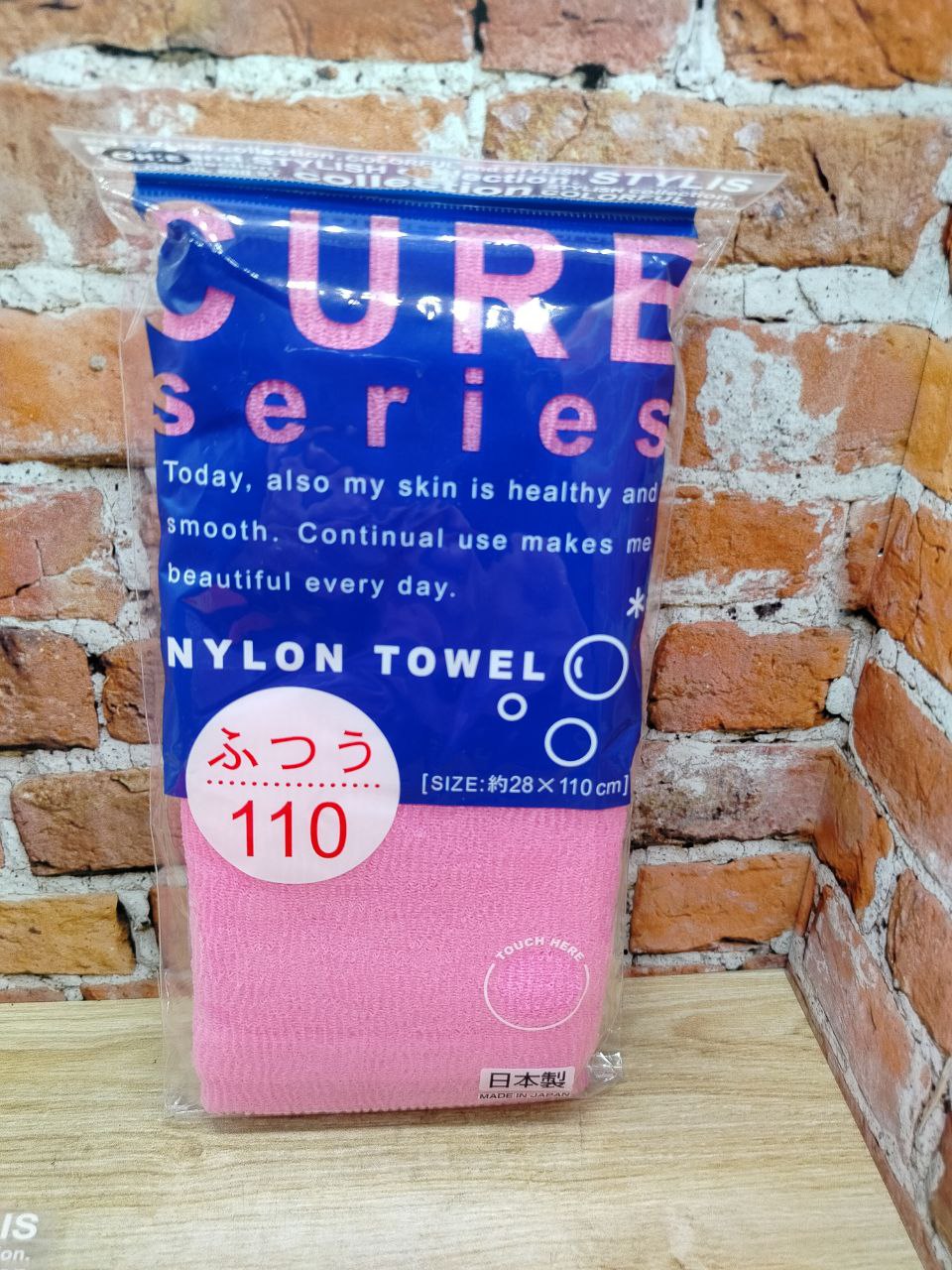 Ohe Cure nylon towel regular Pink Мочалка средней жесткости розовая