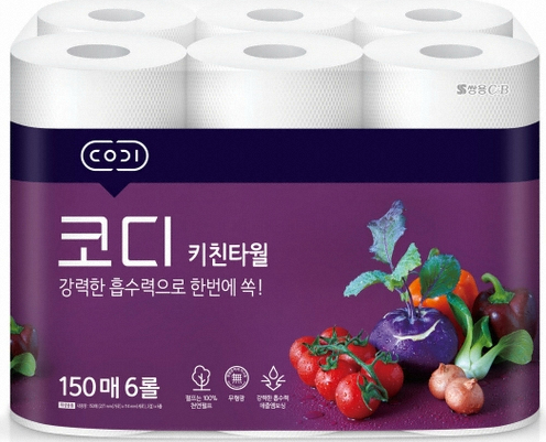 SsangYoung Codi Kitchen Towel Полотенца отрывные кухонные двухслойные компактные 150 листов 6 рулонов