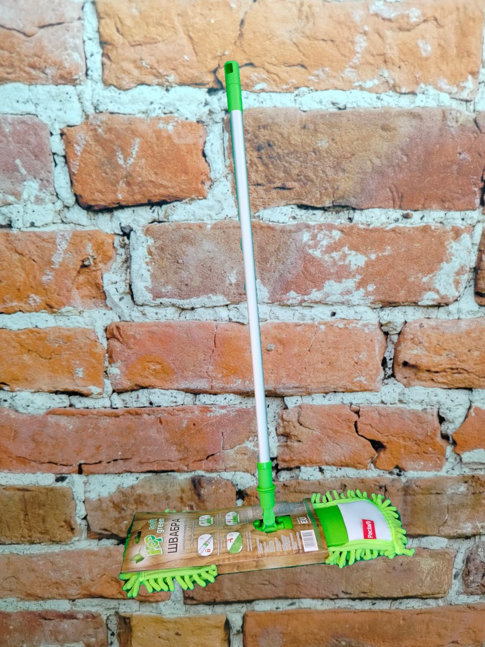 Paclan Green Mop Soft Швабра с плоской насадкой шенилл и телескопической ручкой