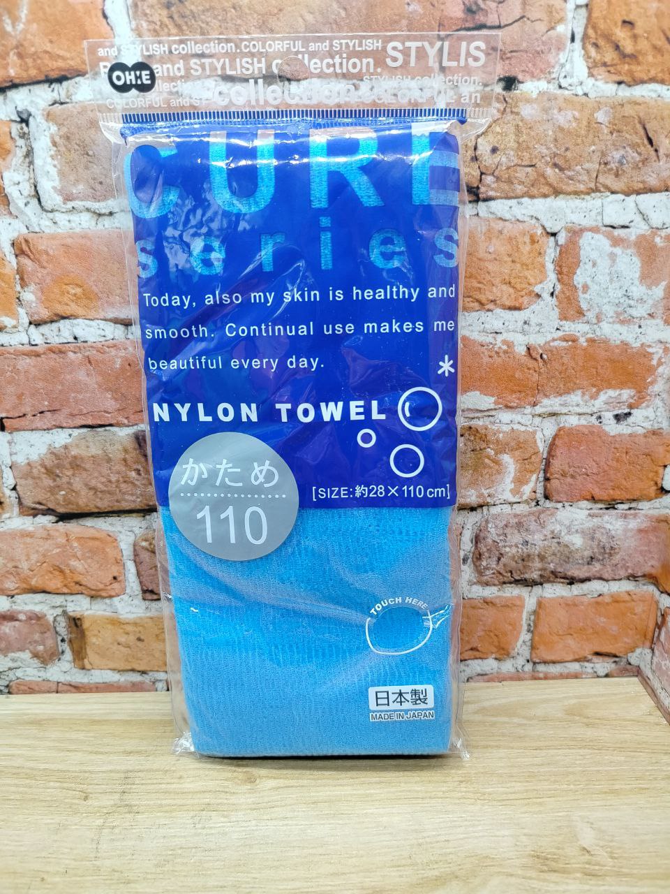 Ohe Cure Nyloh Towel Hard Мочалка жесткая Голубая 28*110 см