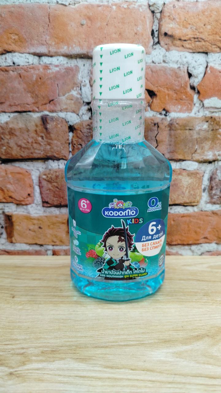 Lion Kodomo Ополаскиватель для полости рта без спирта и сахара для детей с 6 лет Фруктовая мята 250 мл