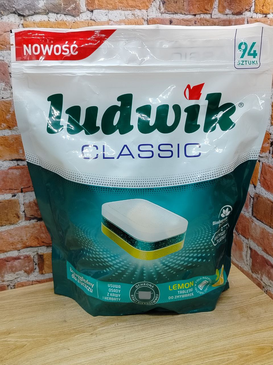 Ludwik Classic Active Oxy Power Таблетки для посудомоечных машин в растворимой пленке запах лимона 94 шт