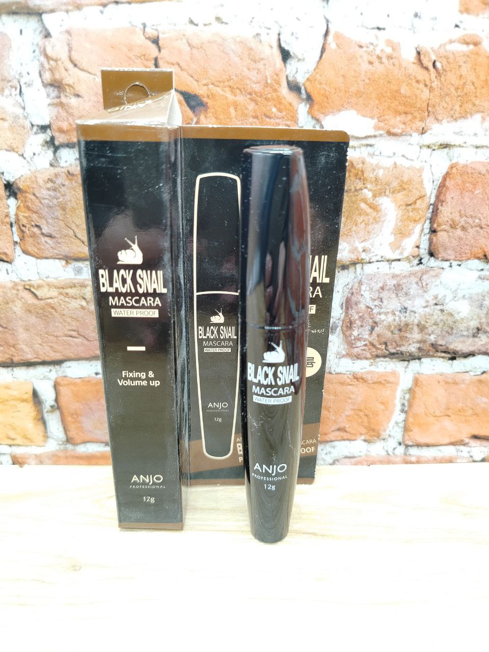 Anjo Professional Black Snail Waterproof Mascara Тушь для ресниц водостойкая с муцином черной улитки Черная 12 гр