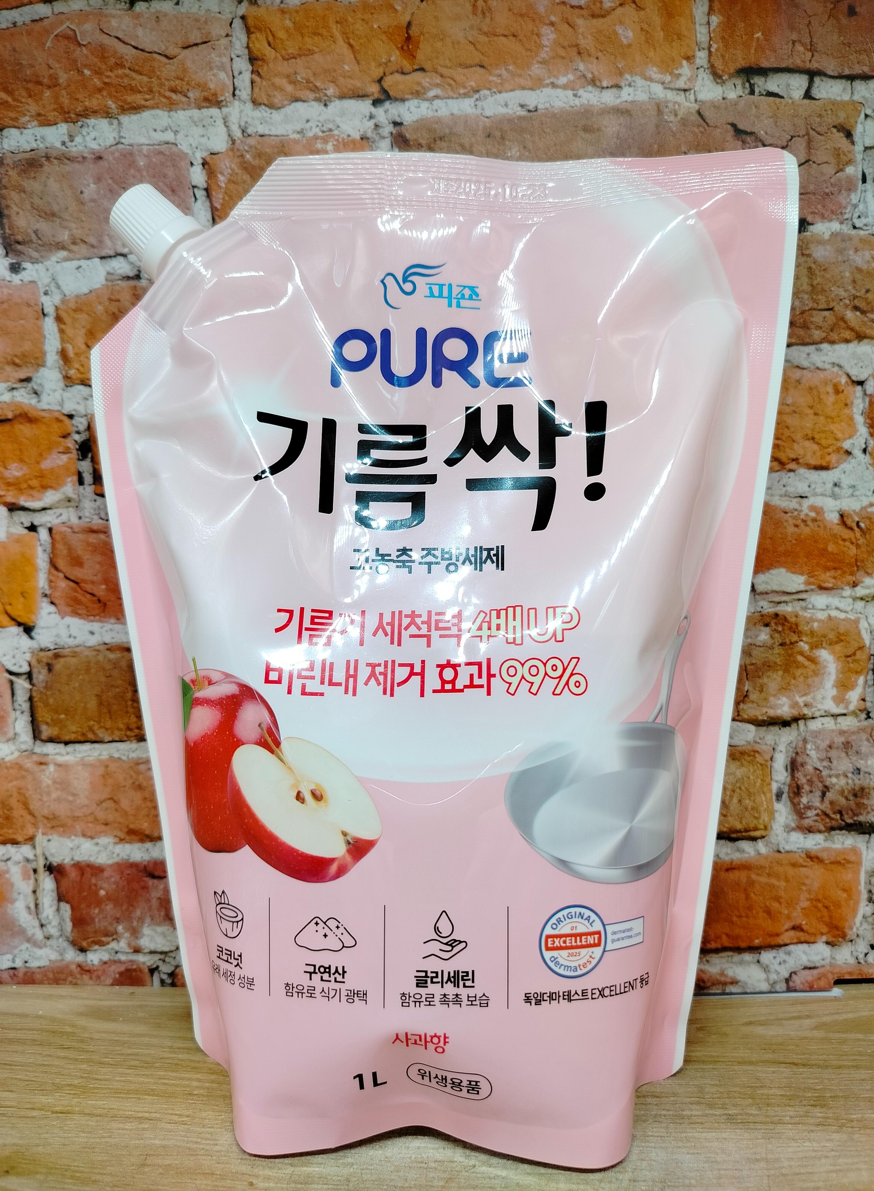 Pigeon Pure Средство для мытья посуды, овощей и фруктов Яблоко 1 л в мягкой упаковке